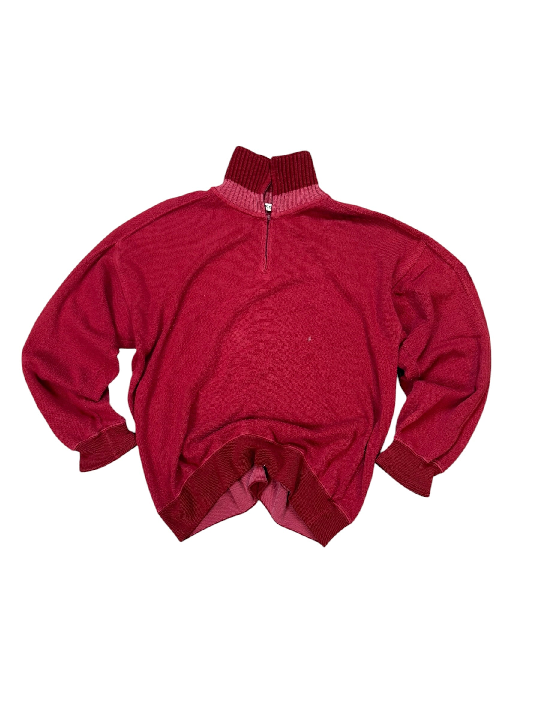 Stone Island 1996 Green Edge Badge Quarter Zip Jumper - Red - Size L