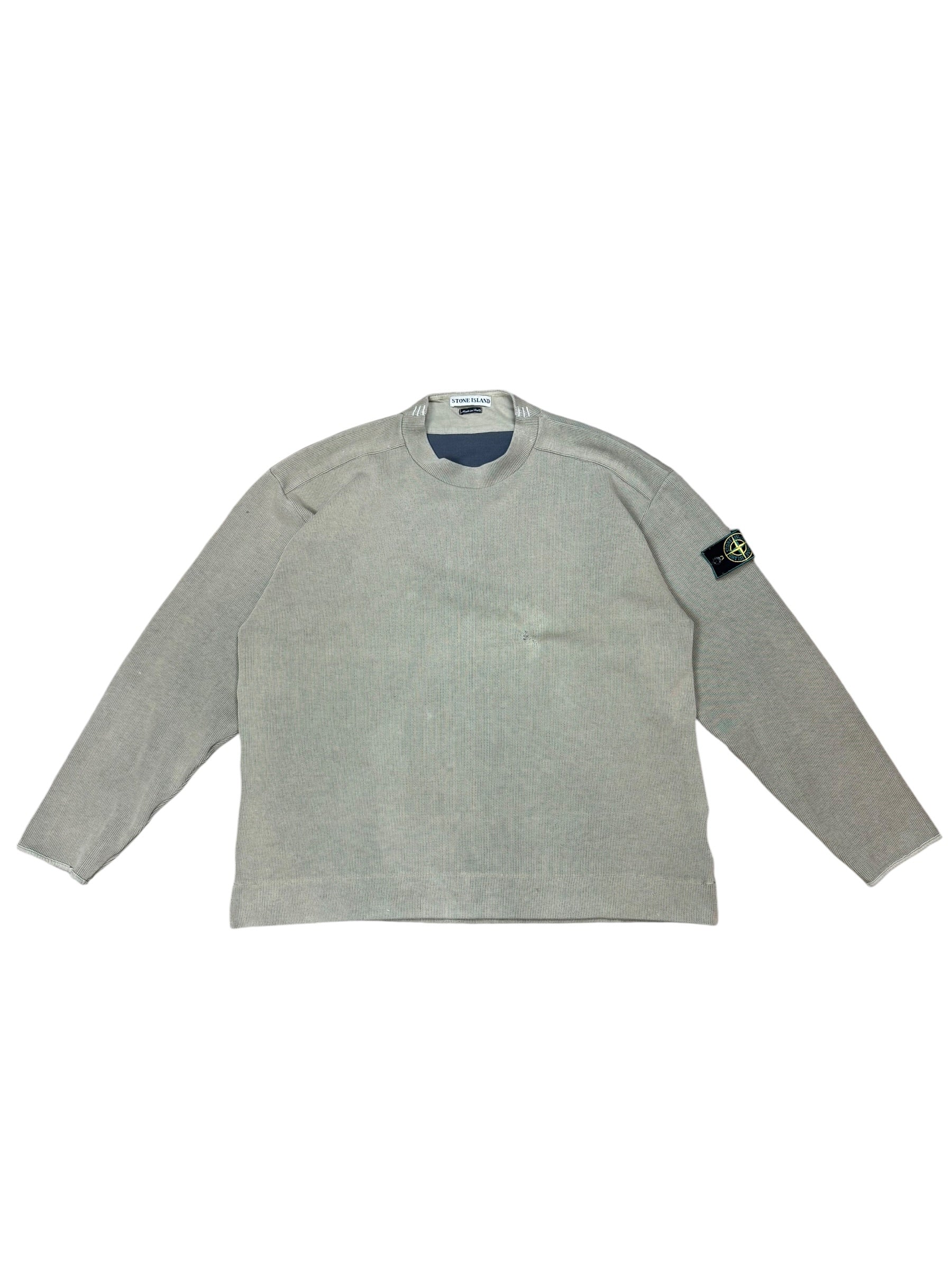 Stone Island 1999 Green Edge Badge Knit Jumper - Khaki - Size XL
