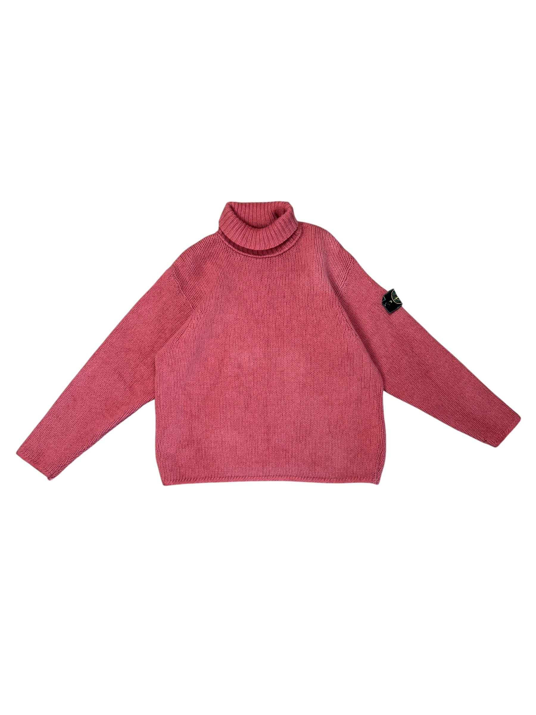 Stone Island 1990s Green Edge Knit Jumper - Red - Size M