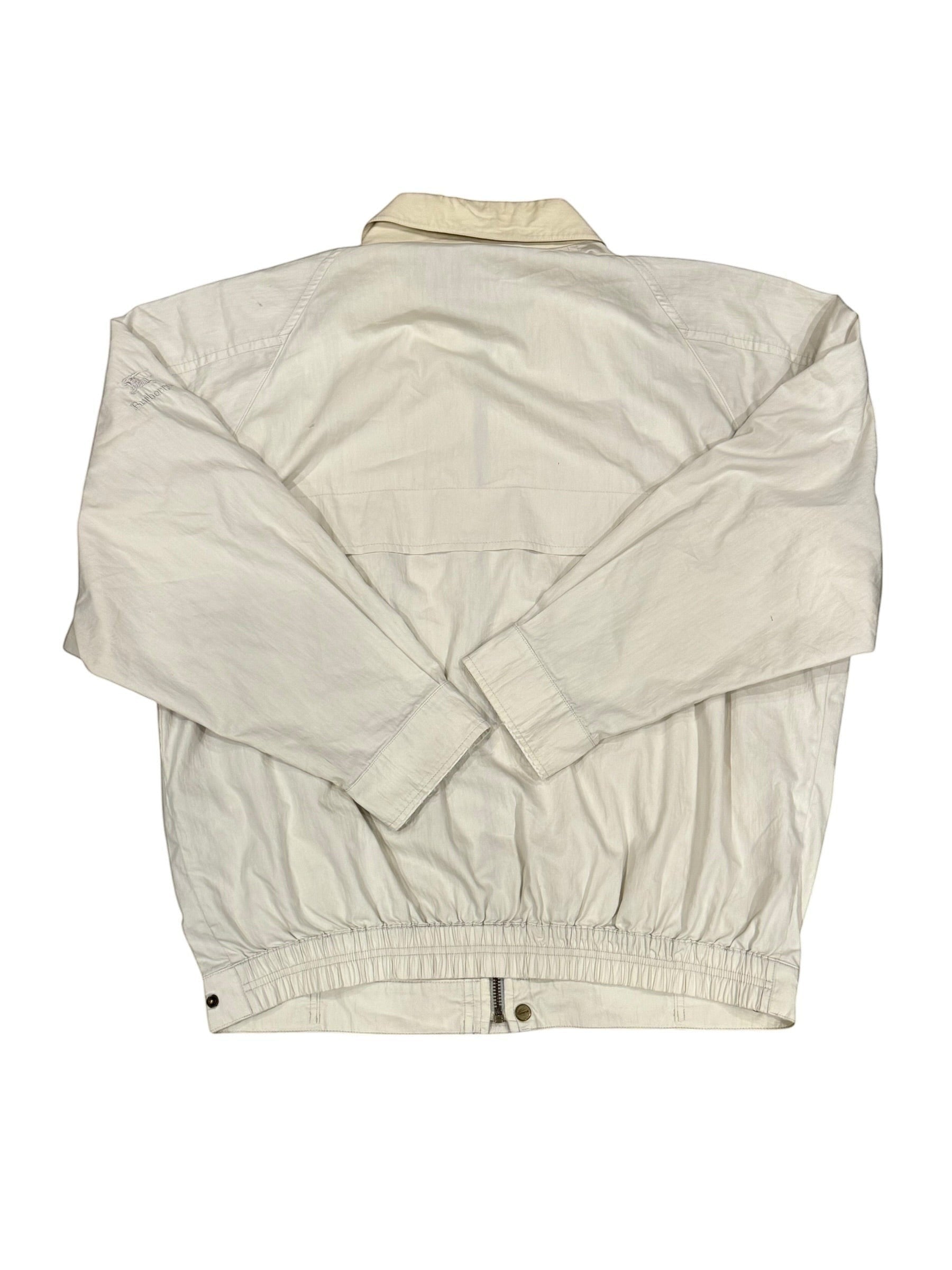 Archive No. 9 beige vintage bomber jacket, lightweight, breathable, size Small. Features a classic collar.