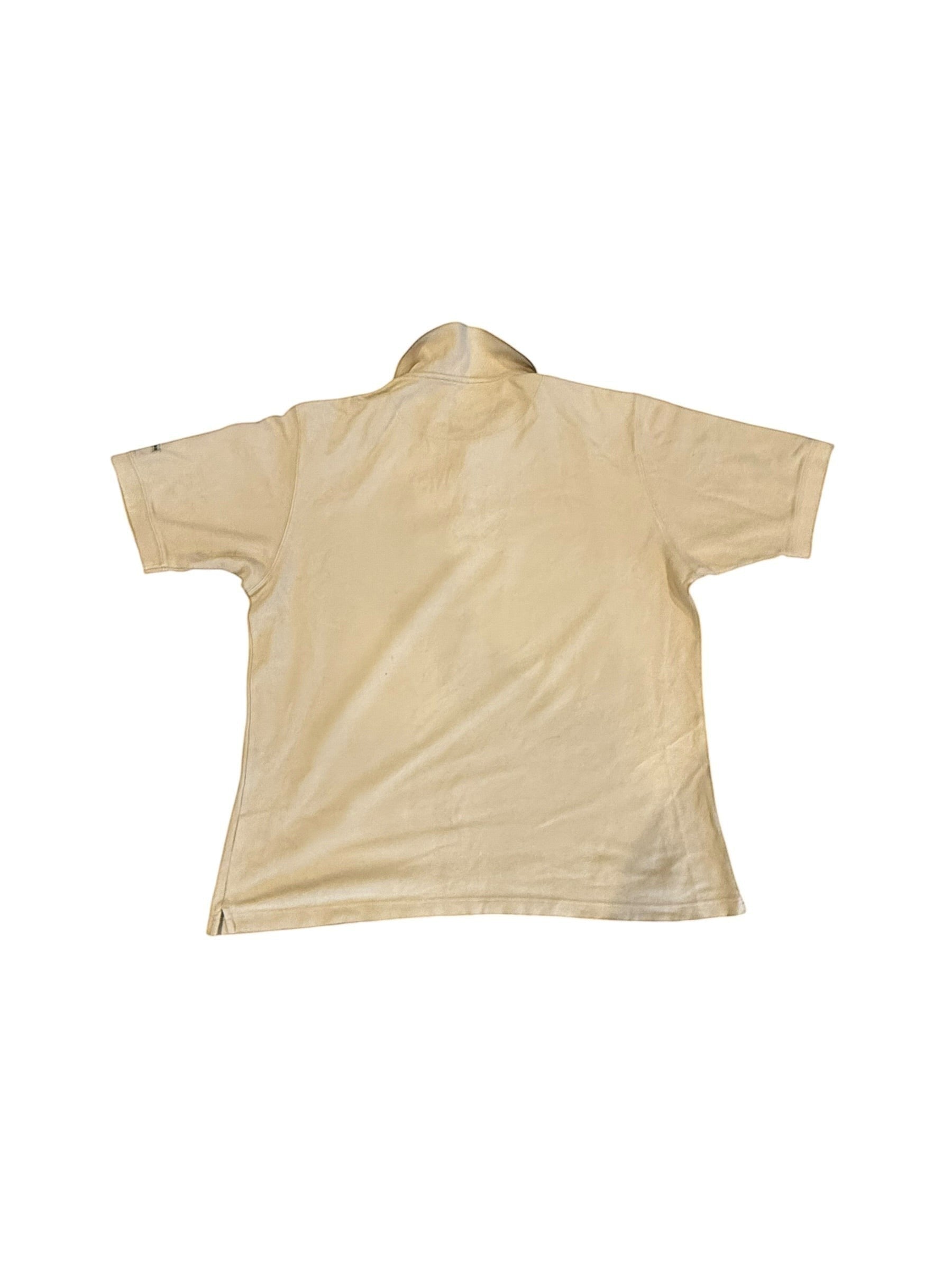 Archive No. 9 beige 100% cotton short-sleeve polo shirt, size Large, with a classic collar and a relaxed fit.