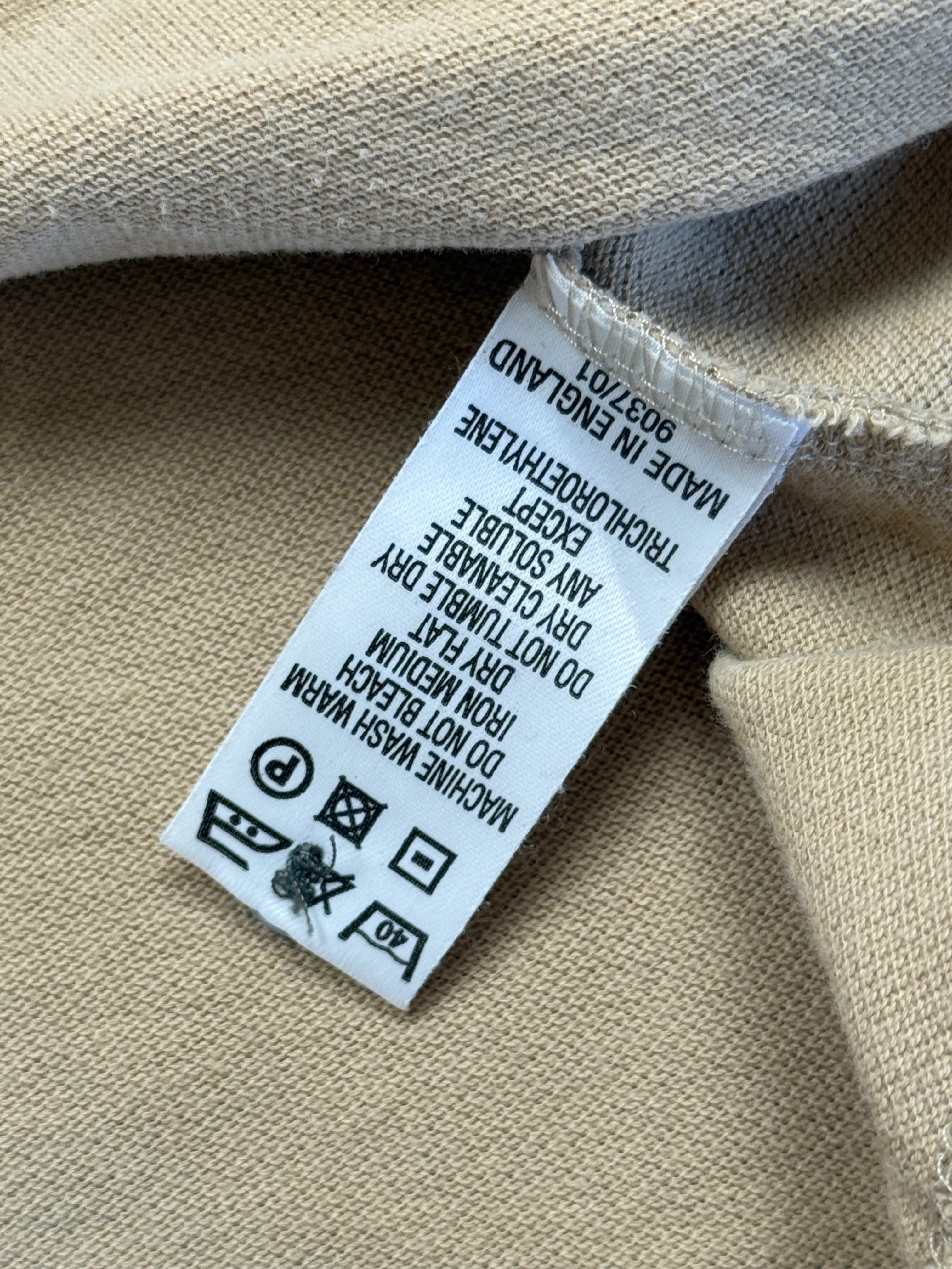 Archive No.9 beige 100% cotton long sleeve polo shirt with Burberry logo on chest, size XL.