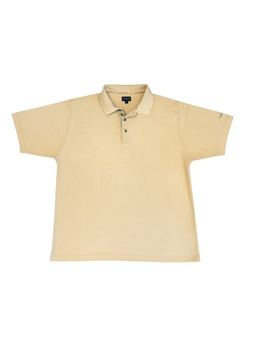Archive No. 9 beige 100% cotton short-sleeve polo shirt for men, size Large.