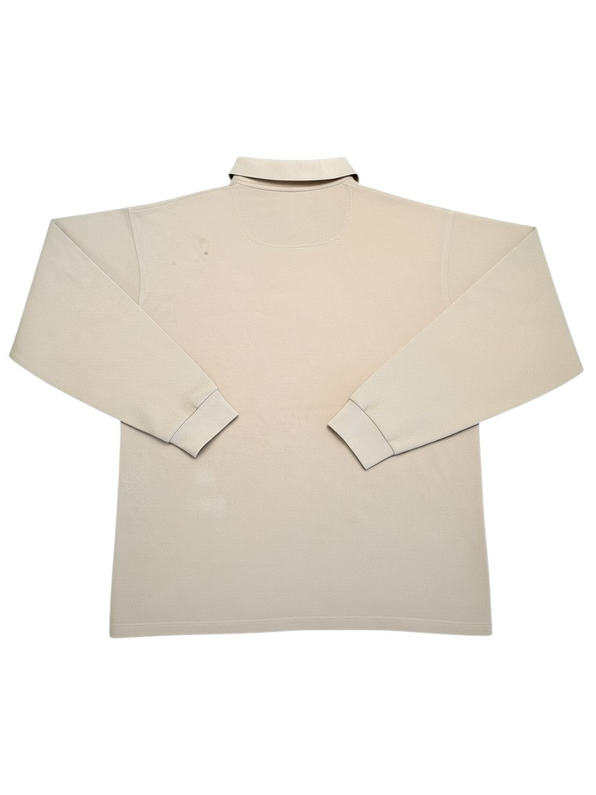Archive No.9 beige long sleeve polo shirt in size XL, made of 100% cotton with iconic Burberry design and logo on chest.