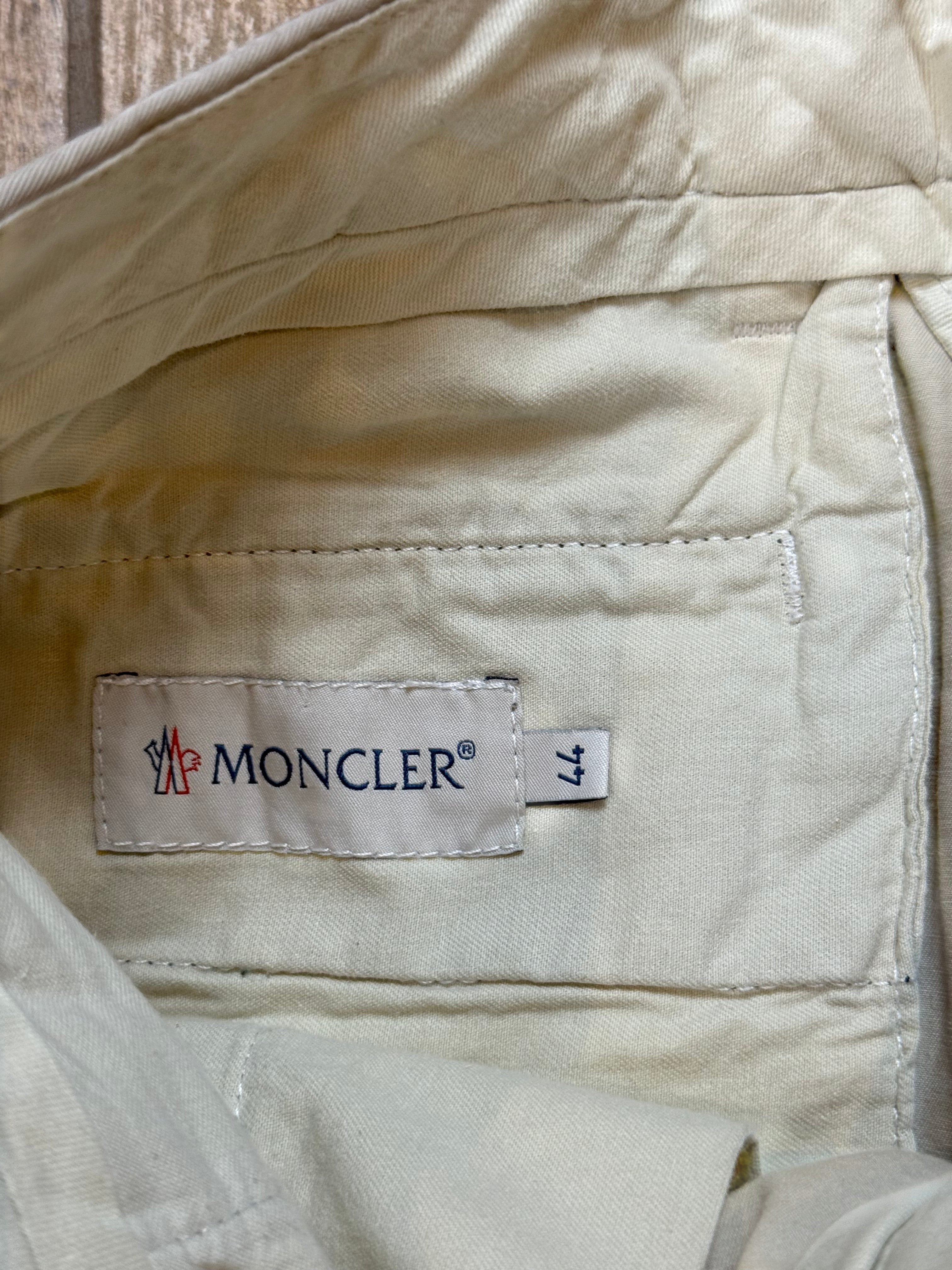 Archive No. 9 beige 100% cotton Moncler shorts with iconic badge detail. Size XS.