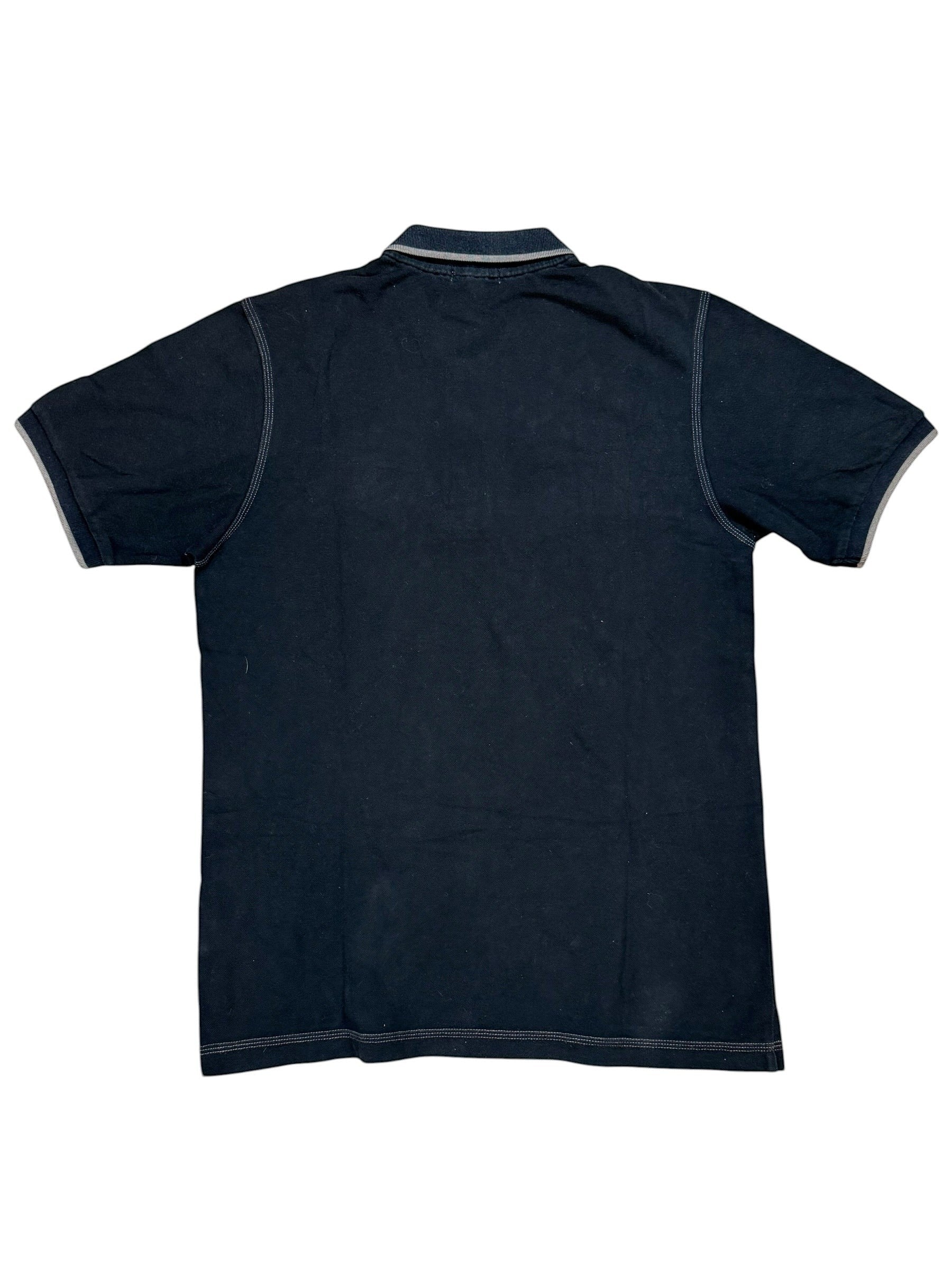 Archive No. 9 black 100% cotton Burberry polo shirt with embroidered logo on chest, size M.