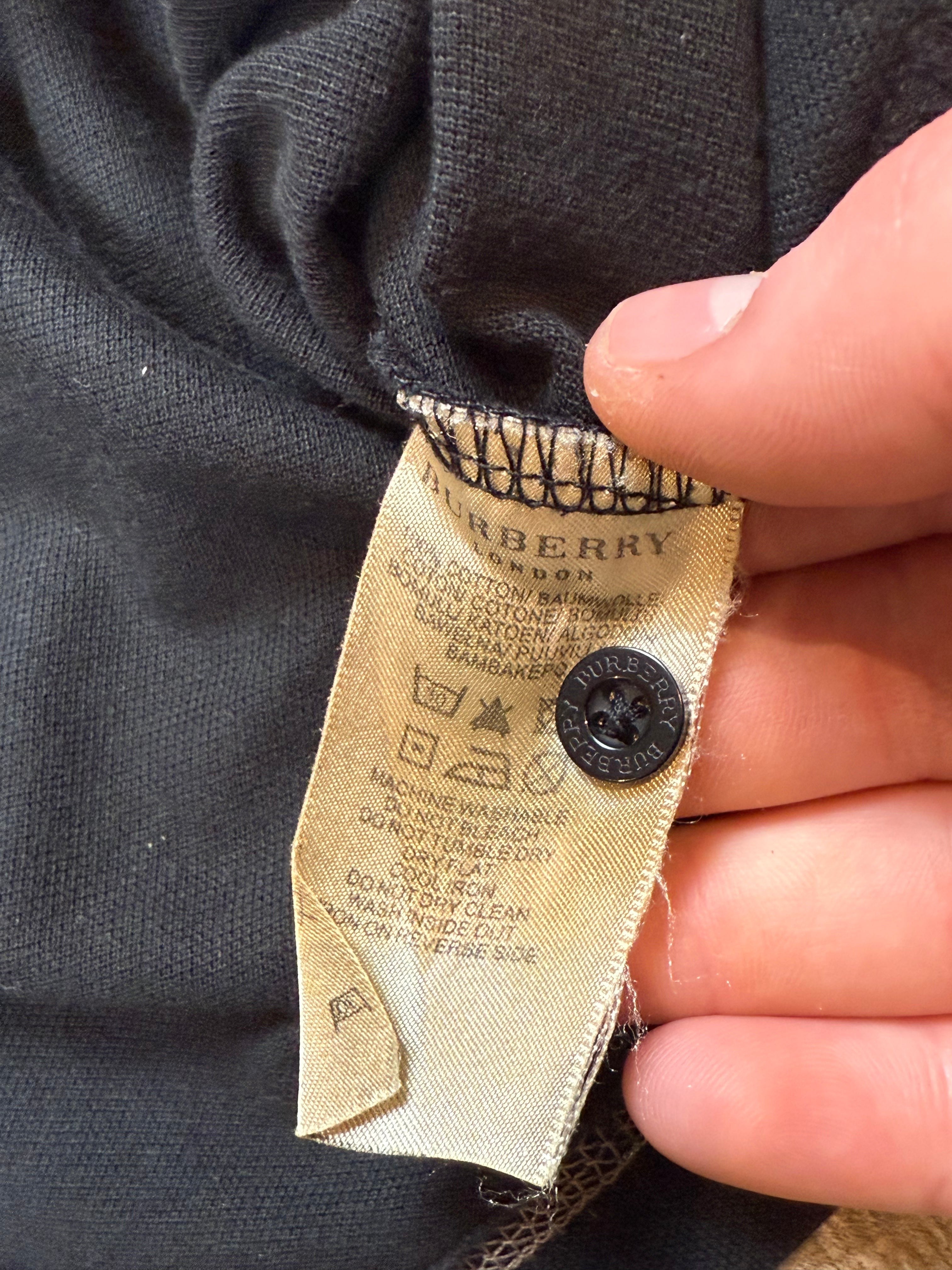 Archive No. 9 black 100% cotton Burberry polo shirt with embroidered logo on chest, size M.