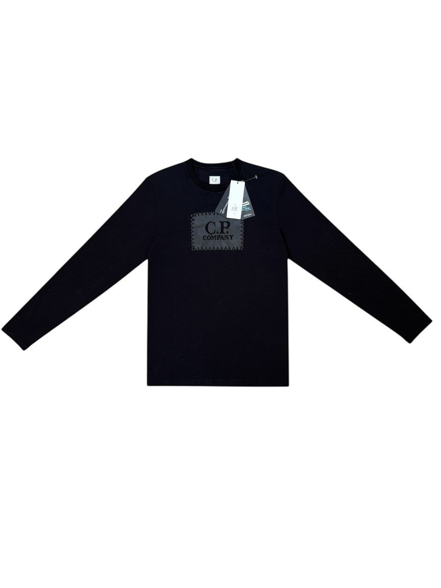 Archive No. 9 black 100% cotton C.P. Company long sleeve T-Shirt with logo detail on chest, size S.