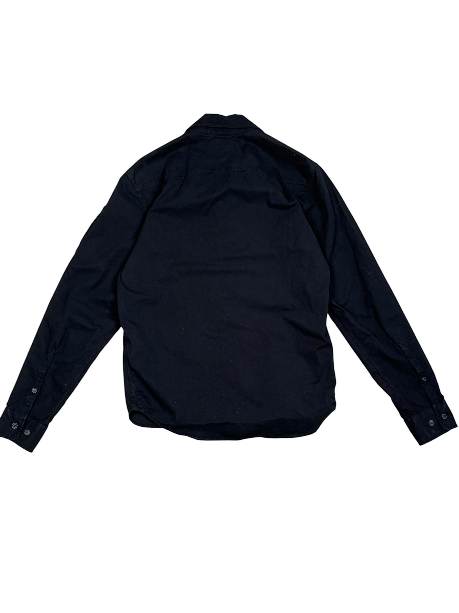 Archive No. 9 black 100% cotton C.P. Company overshirt with iconic lens detail on arm, size S.