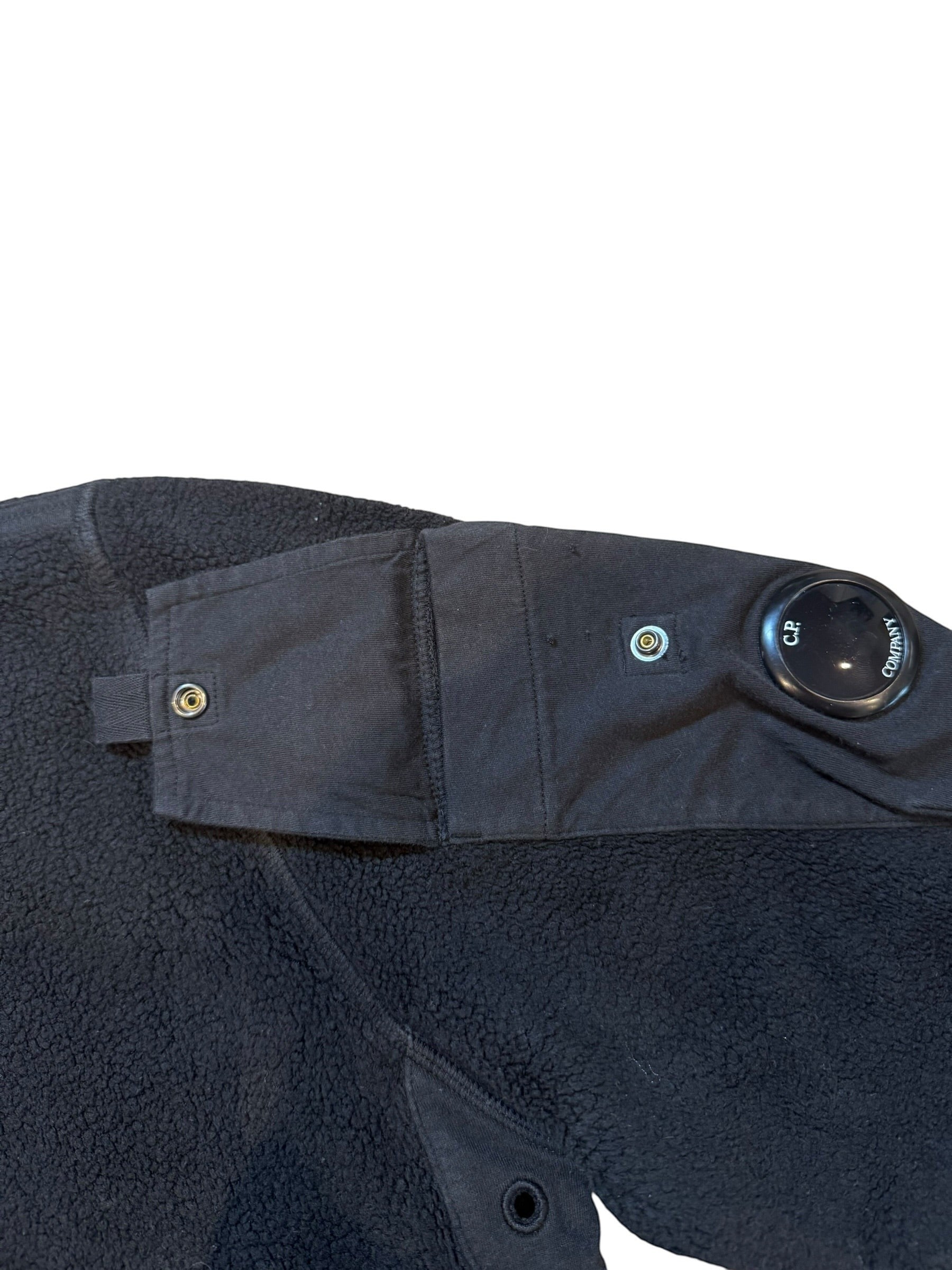 Archive No. 9 black fleeced C.P. Company hoodie with iconic arm badge, size Medium.