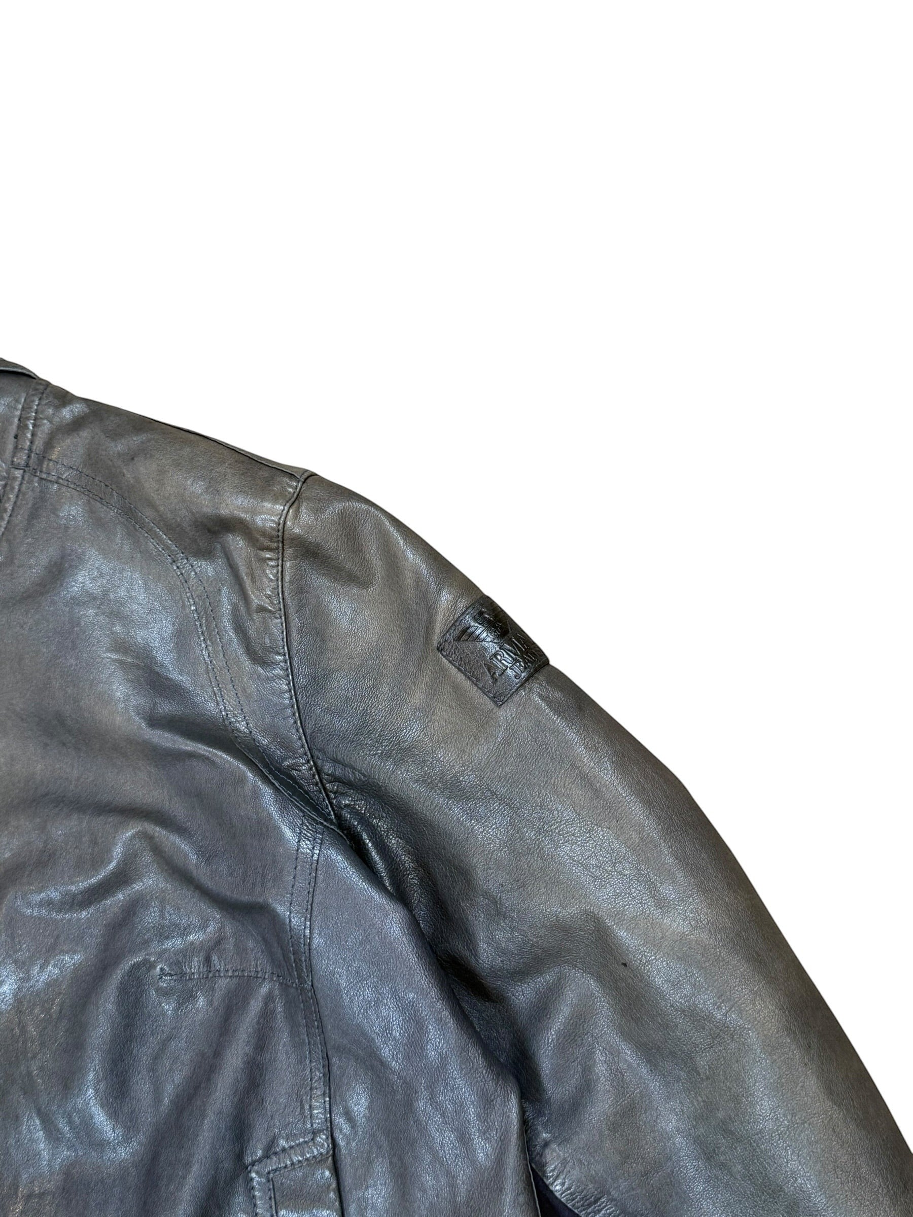 Archive No. 9 vintage black leather jacket, size XS, made in Italy. Features timeless designer outerwear style.