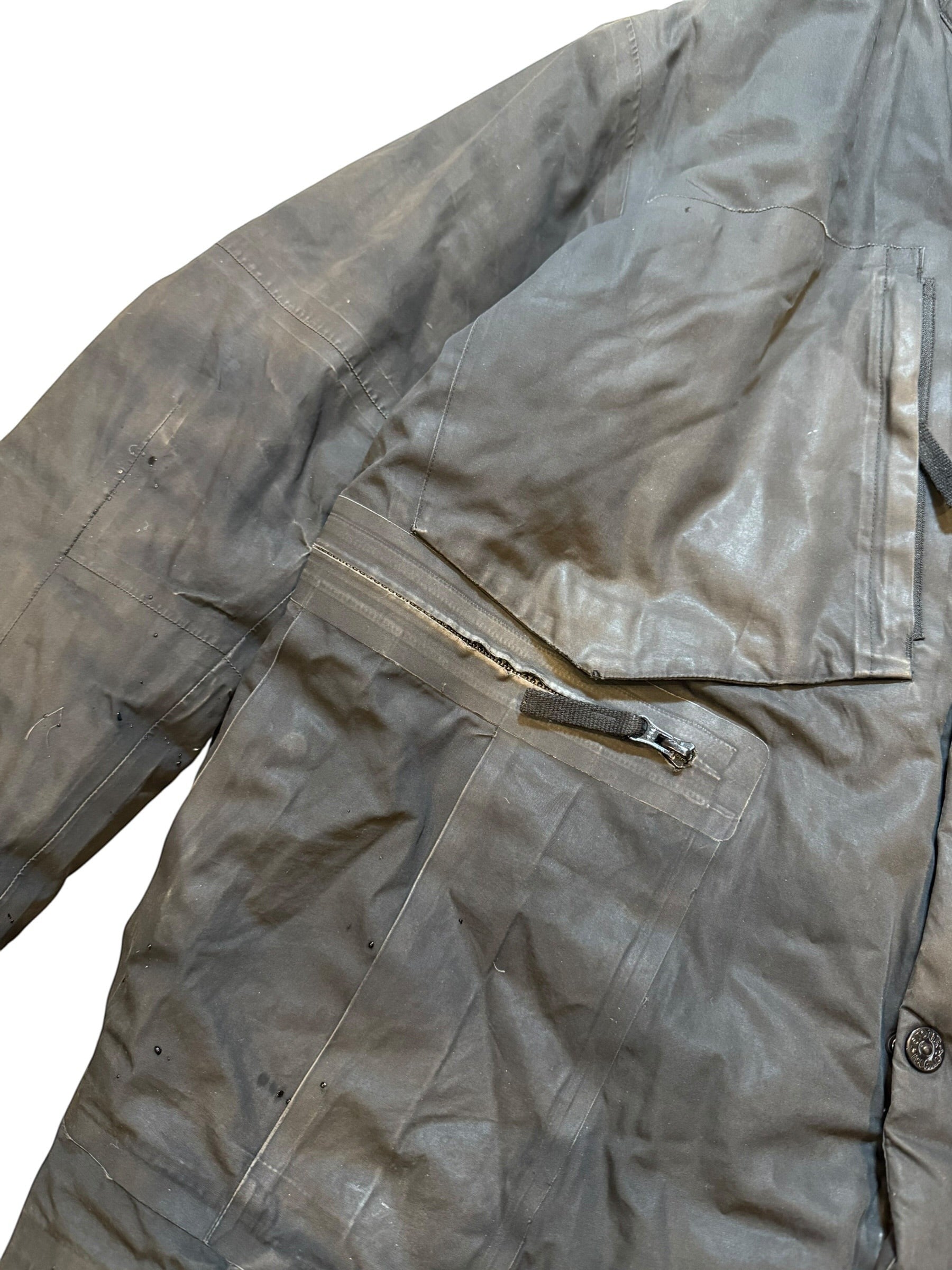 Archive No. 9 black Stone Island down jacket, size XL, with zip-away hood, water and wind resistant, made in Italy.