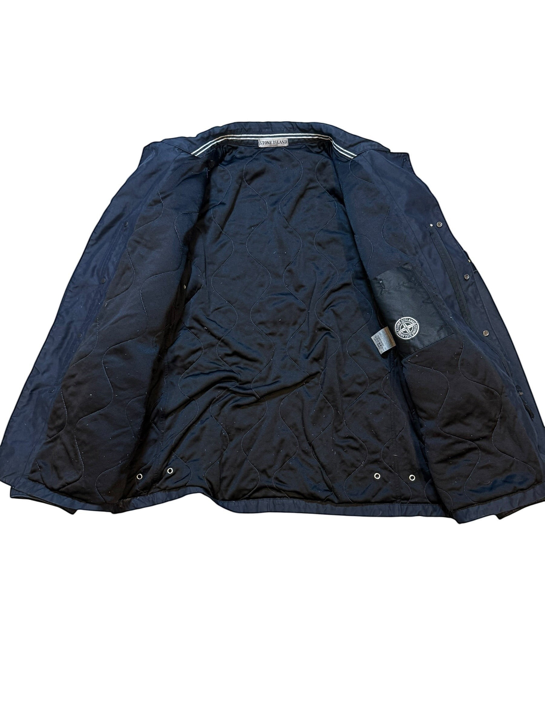 Archive No. 9 black Stone Island Harrington jacket with quilted lining and velvet interior. Down-filled for warmth.