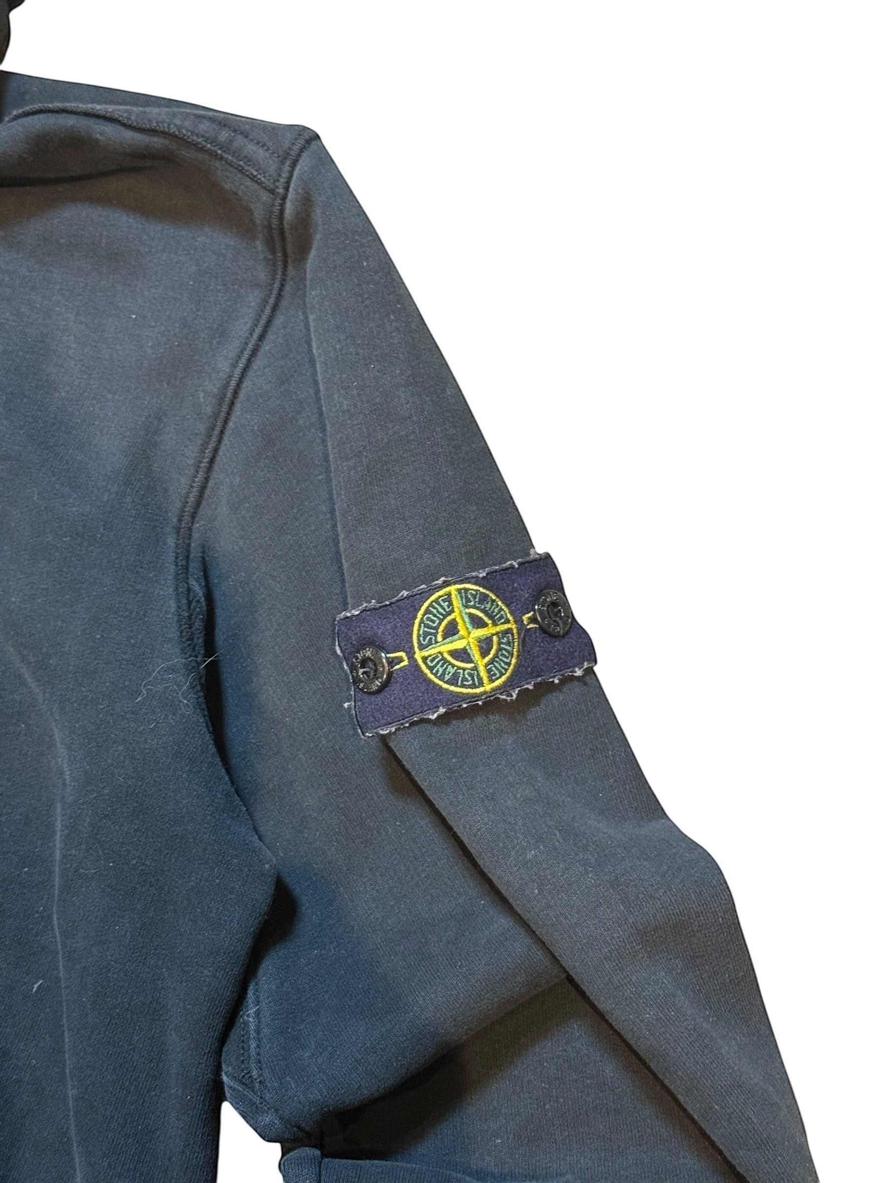 Archive No. 9 black Stone Island Junior hoodie with iconic compass badge on the sleeve. Size 14 / S.