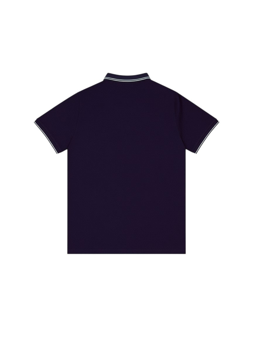 Archive No. 9 vintage black 100% cotton Stone Island polo shirt, size XL, with white trim on collar and cuffs.