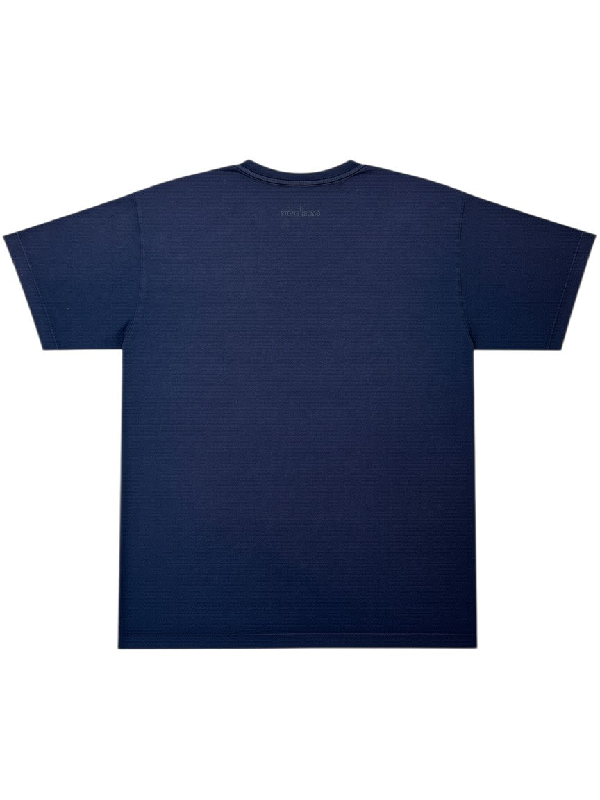 Archive No. 9 black 100% cotton Stone Island t-shirt with reflective spell out on the front, size L.