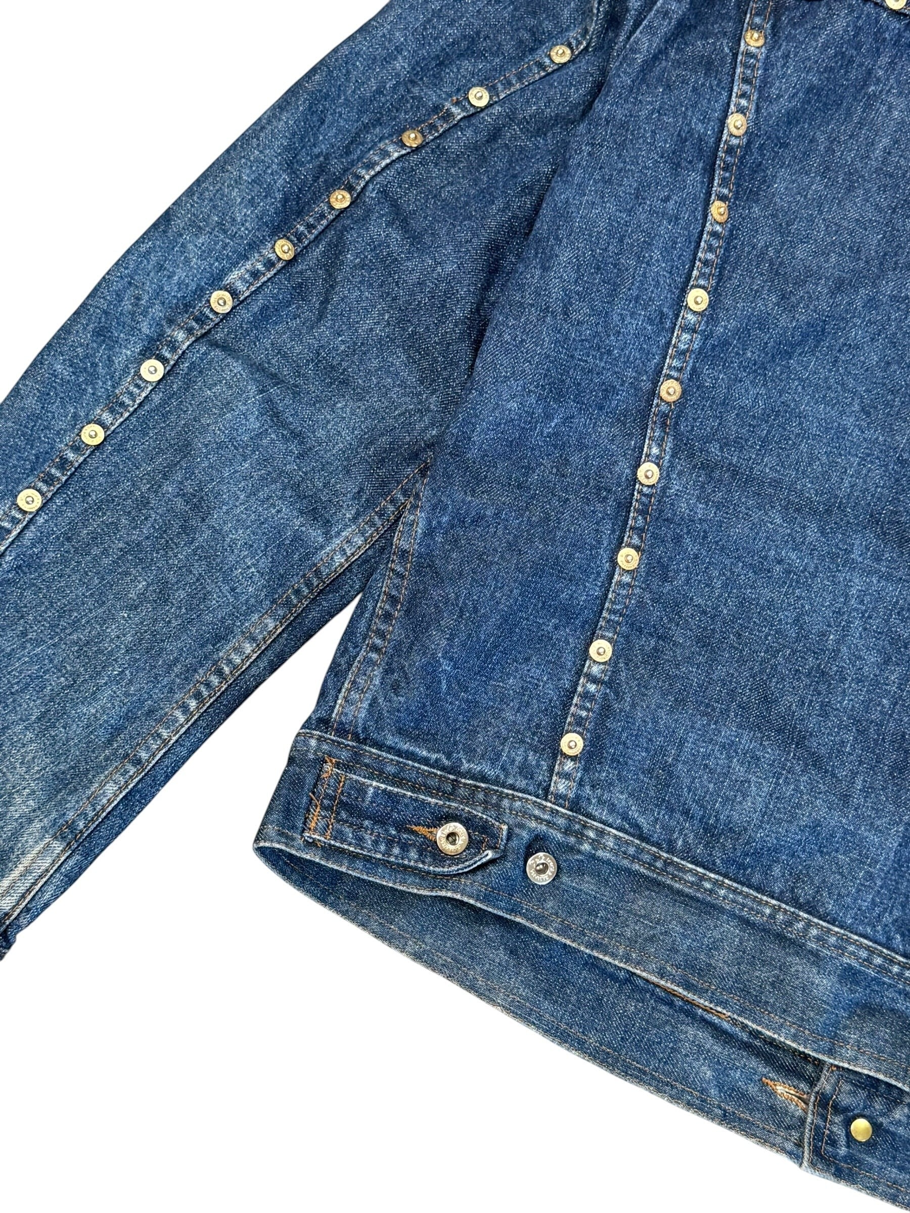 Archive No. 9 blue 100% cotton Dolce & Gabbana denim jacket with button-up closure and chequered interior. Size M.