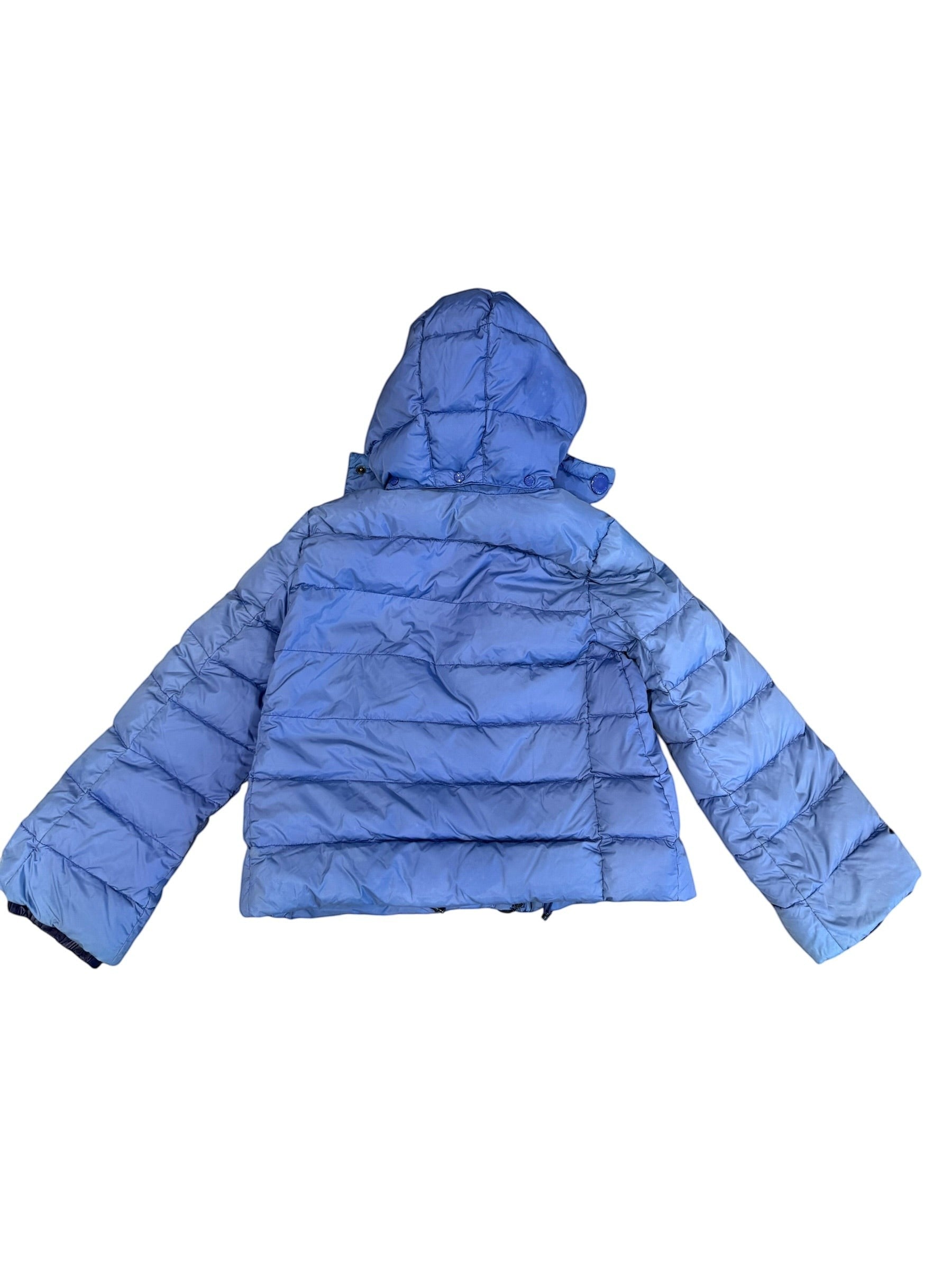 Archive No. 9 blue down-filled puffer jacket with detachable hood, size Small.