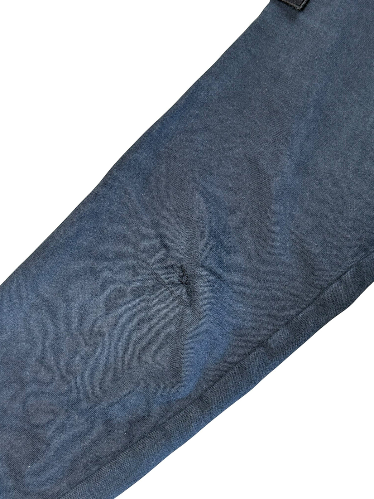 Archive No. 9 blue 100% cotton Stone Island crew neck jumper with compass badge, size L. Shows minor marks and a small hole.