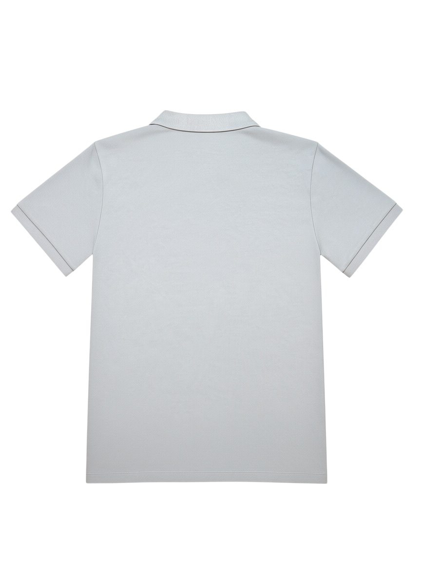 Back view of a vintage grey Burberry polo shirt in 100% cotton from Archive No.9, featuring a classic collar.