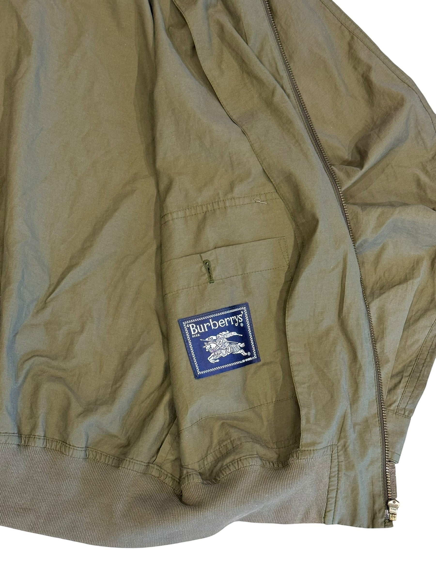 Archive No. 9 khaki lightweight bomber jacket with Burberry logo patch, size Medium.