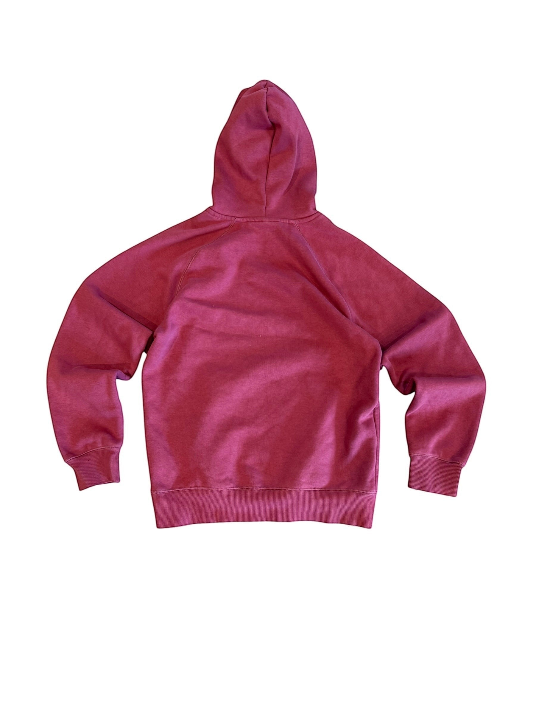Archive No. 9 burgundy Carhartt hoodie, size Small, with fleeced interior for warmth.