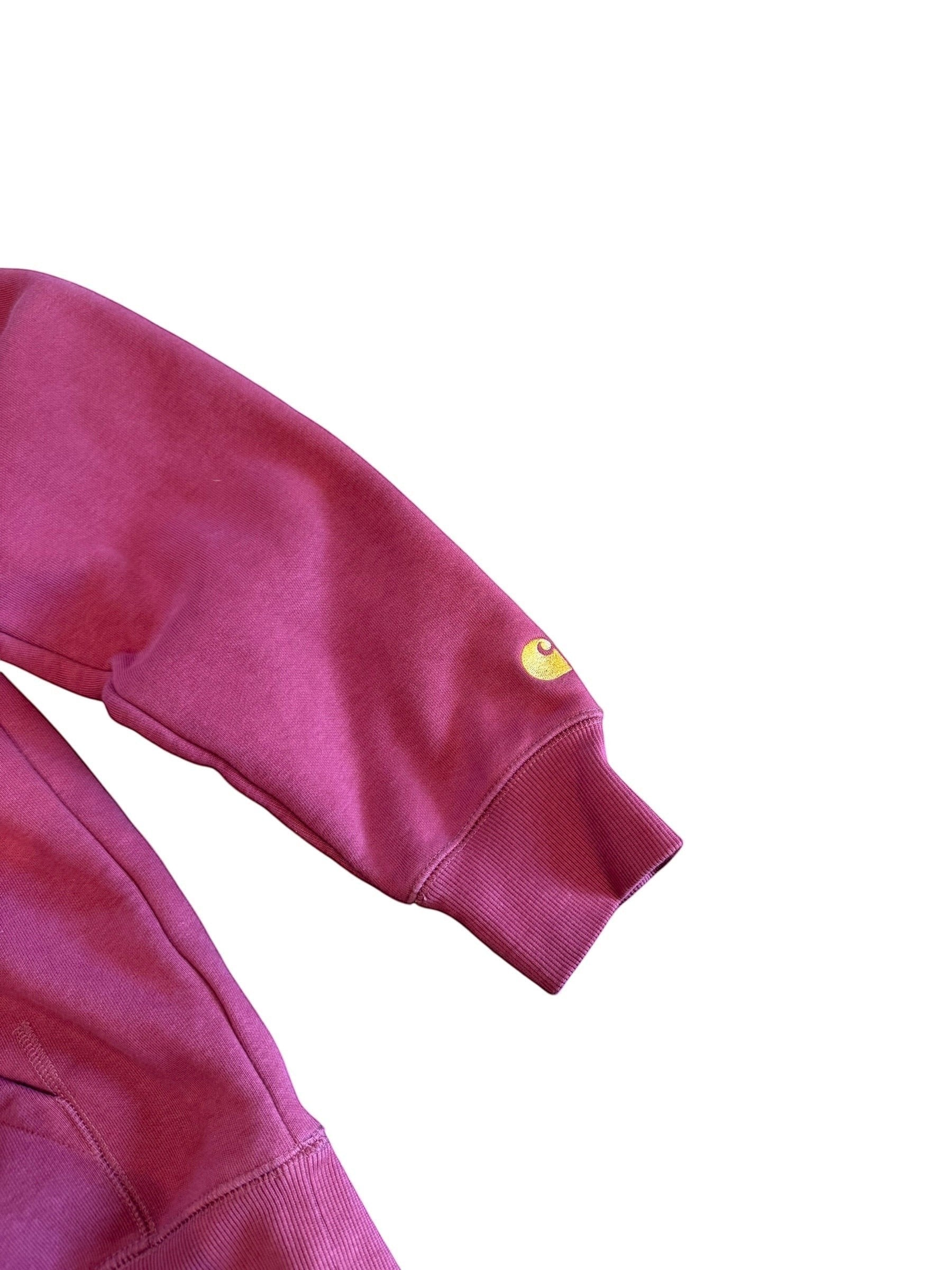 Archive No. 9 burgundy Carhartt hoodie, size Small, with fleeced interior and embroidered logo on sleeve.