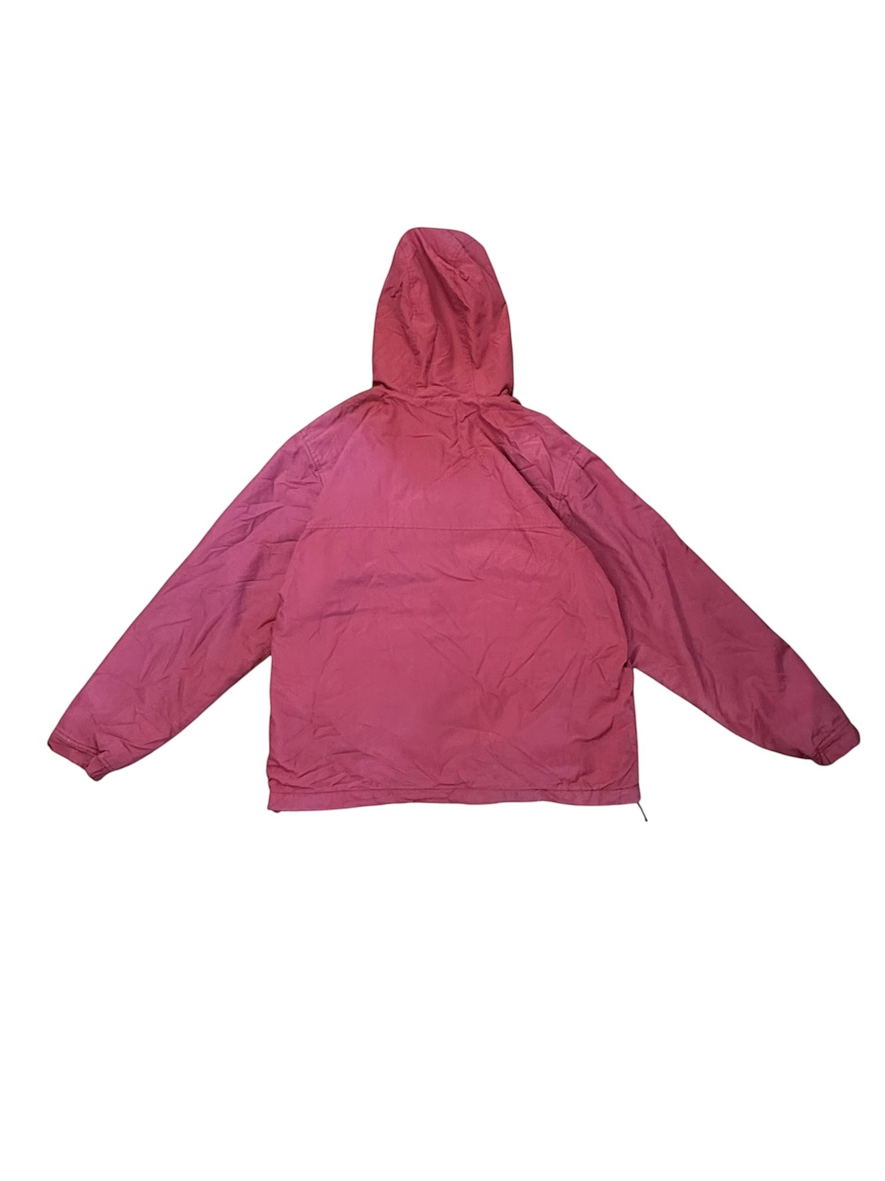 Archive No. 9 burgundy 1/4 zip smock jacket with hood, fleece interior, wind and water-resistant features. Size L.