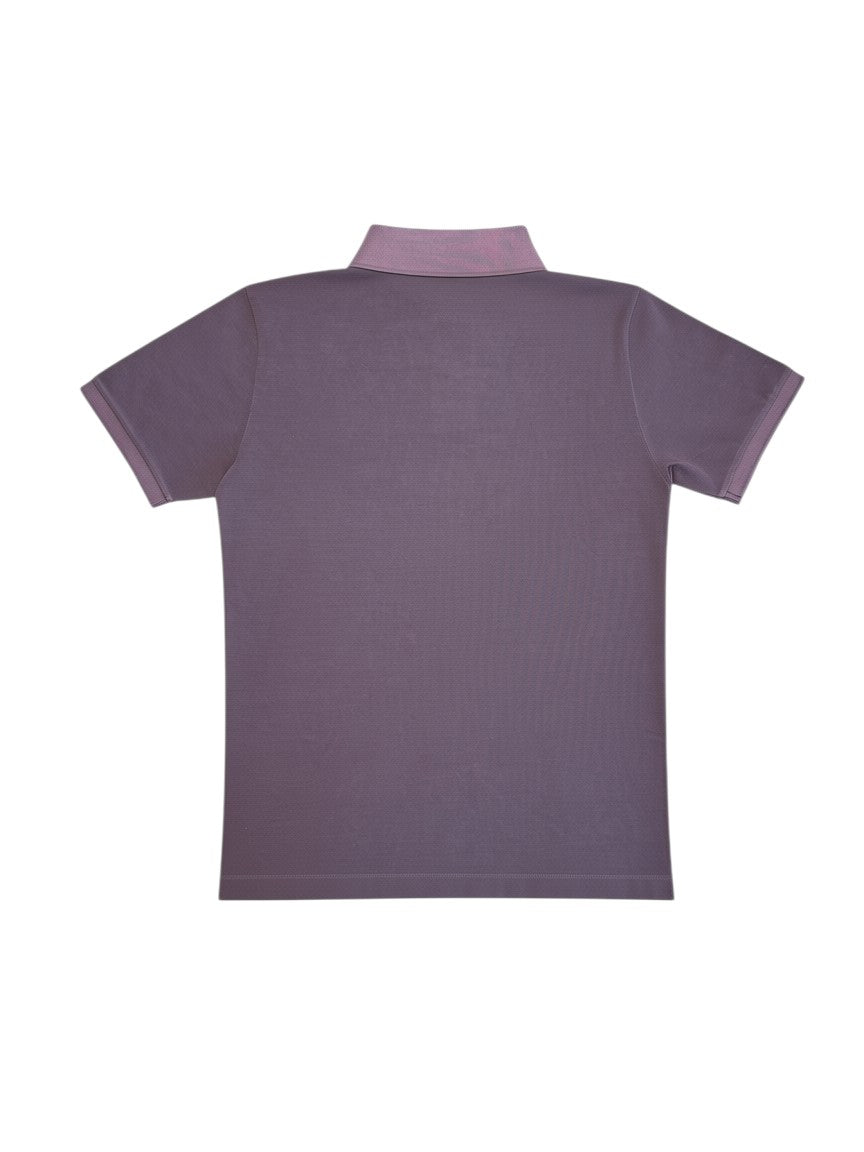 Back view of a burgundy Stone Island slim fit cotton polo shirt from Archive No.9