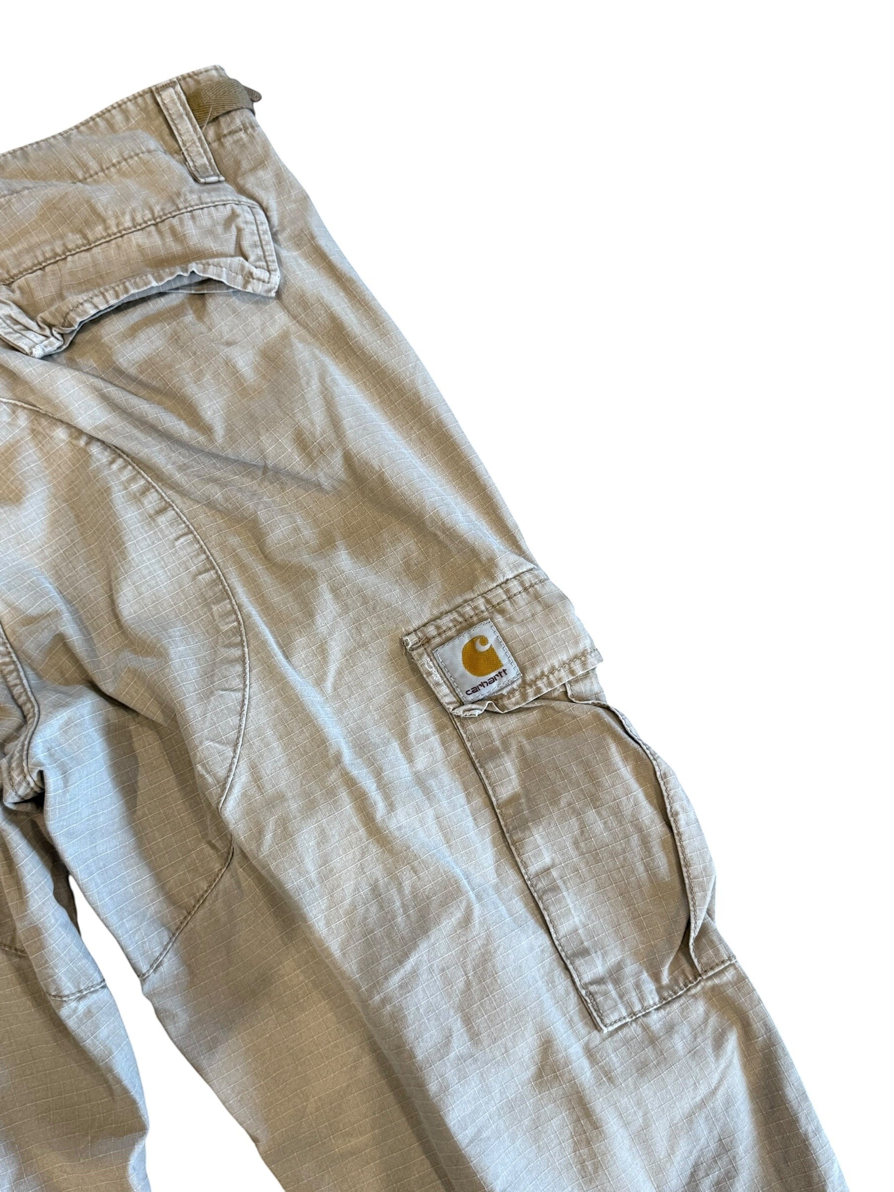 Archive No. 9 beige Carhartt cargo pants with multiple pockets and durable construction, size 32/32.