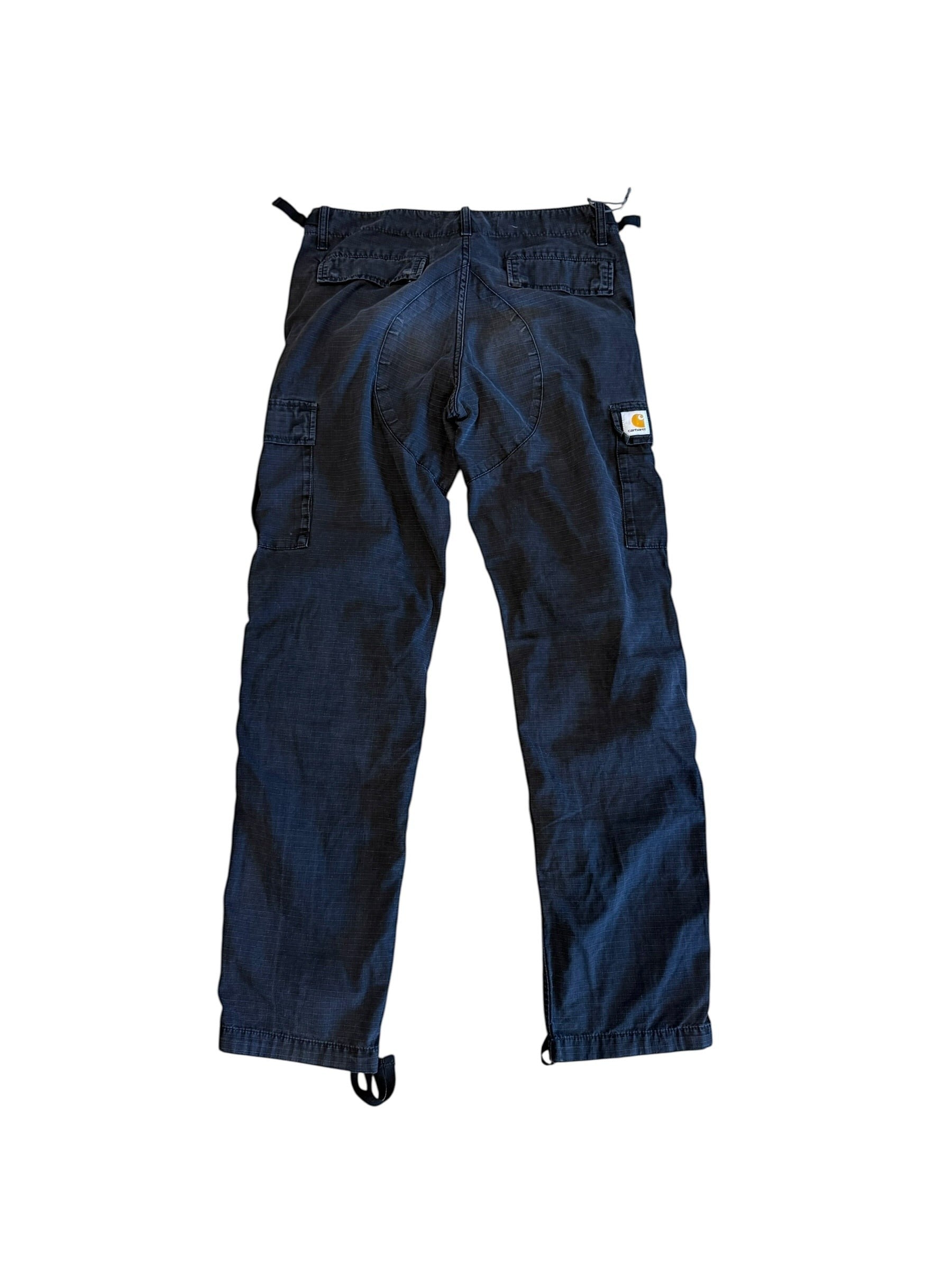 Archive No. 9 black Carhartt cargo trousers, 30/32 waist, lightweight, breathable, multi-pocket design.