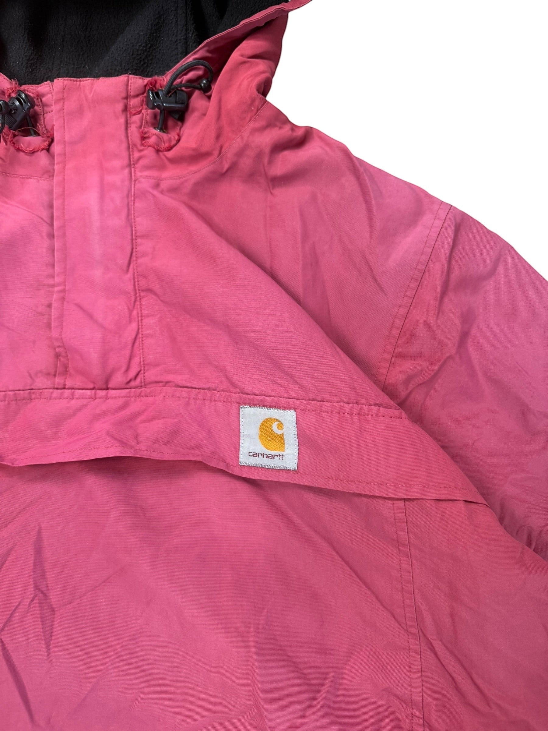 Archive No.9 Carhartt 1/4 zip smock jacket in burgundy with fleece lining and water-resistant features. Size L.