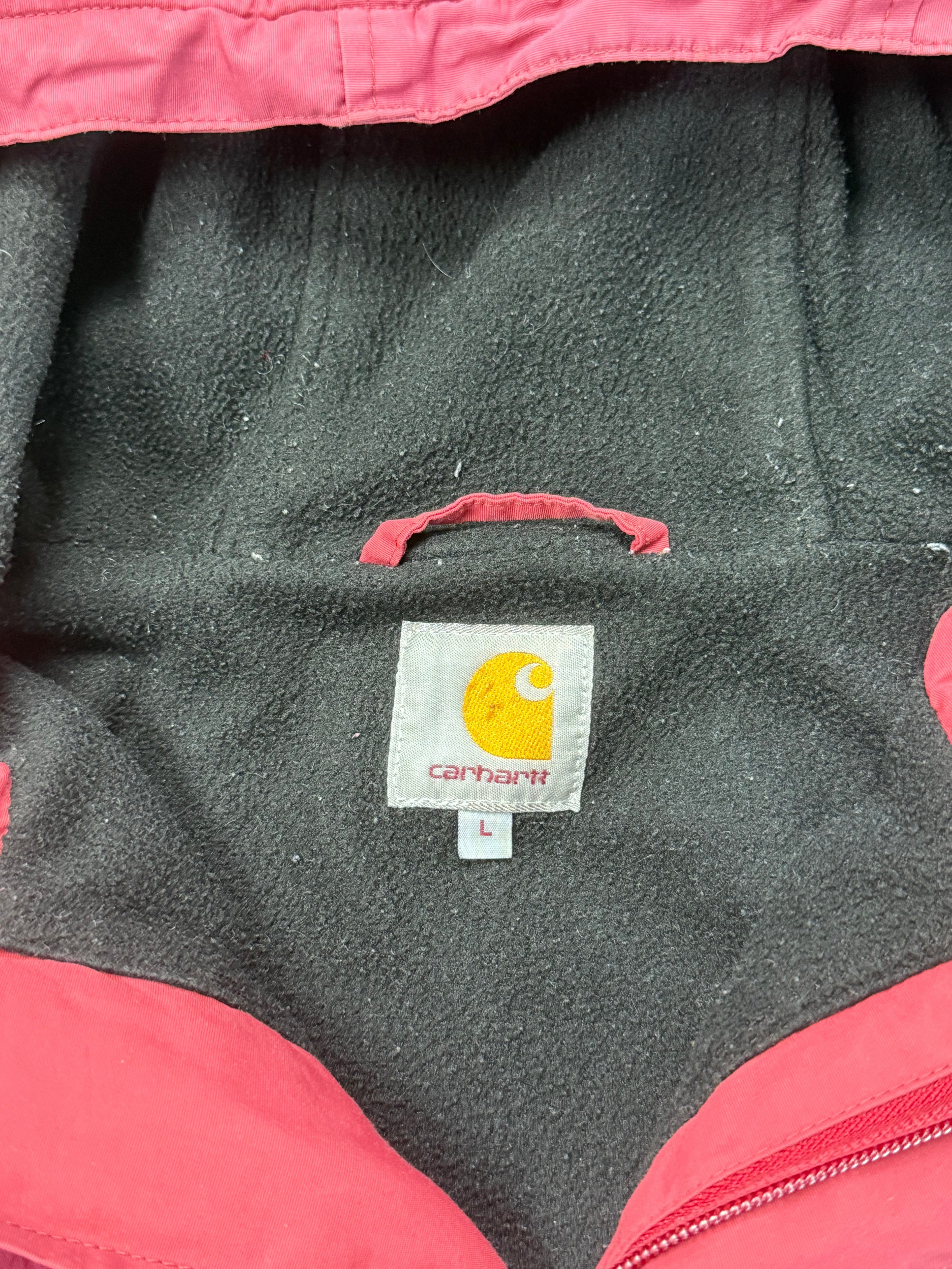 Archive No. 9 Carhartt burgundy fleece-lined 1/4 zip smock jacket, size L. Features wind and water resistance.