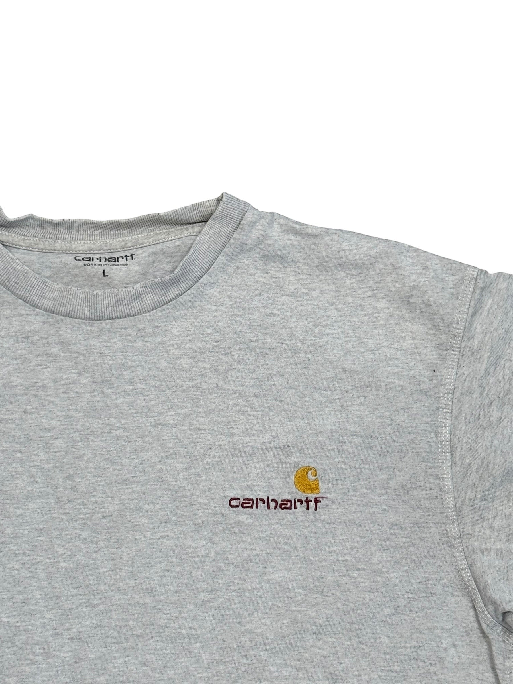 Archive No.9 grey 100% cotton Carhartt t-shirt with embroidered logo on chest, size L.