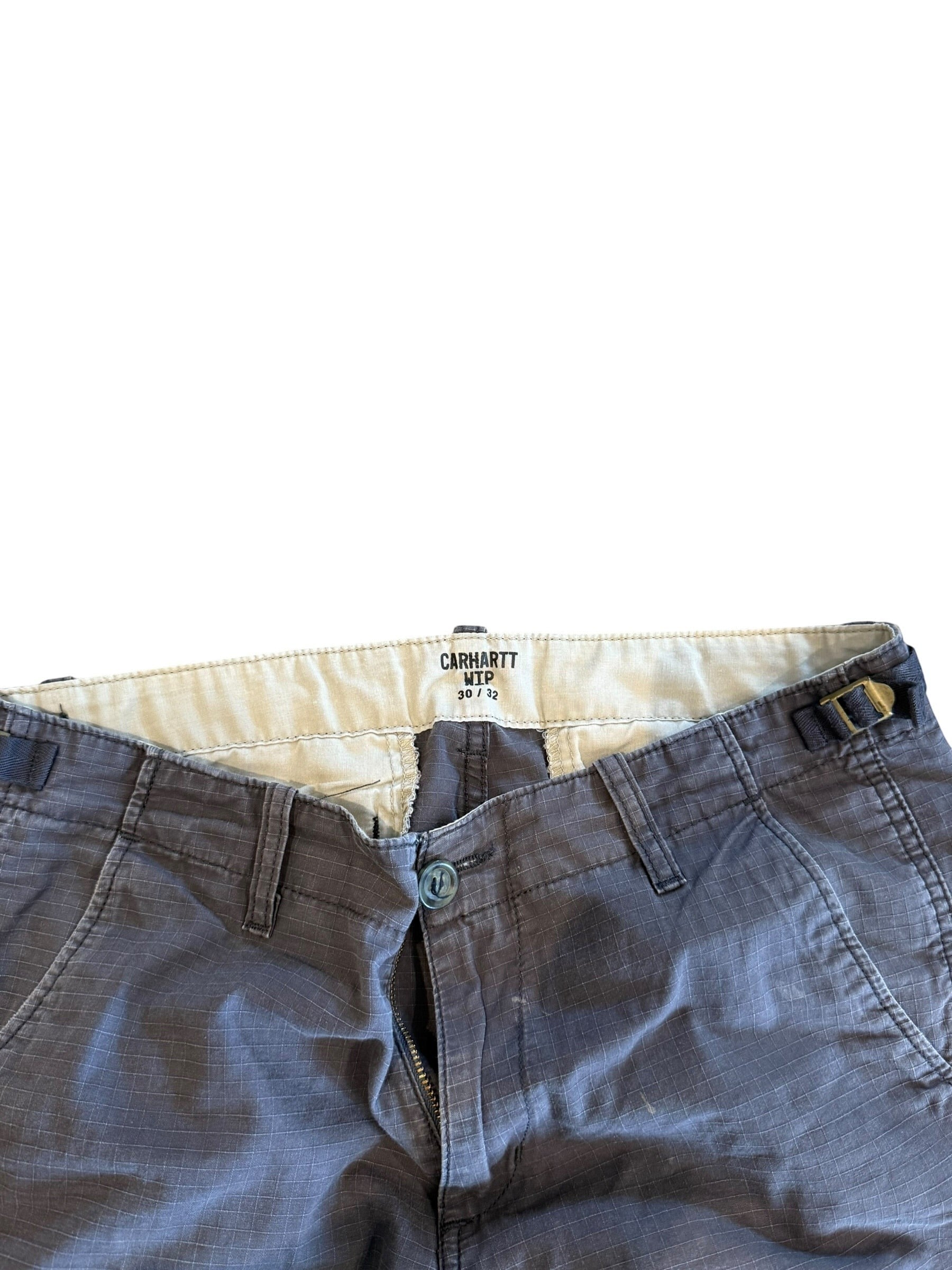 Archive No. 9 grey Carhartt cargo pants, size 30/32, lightweight, breathable, with multiple pockets.