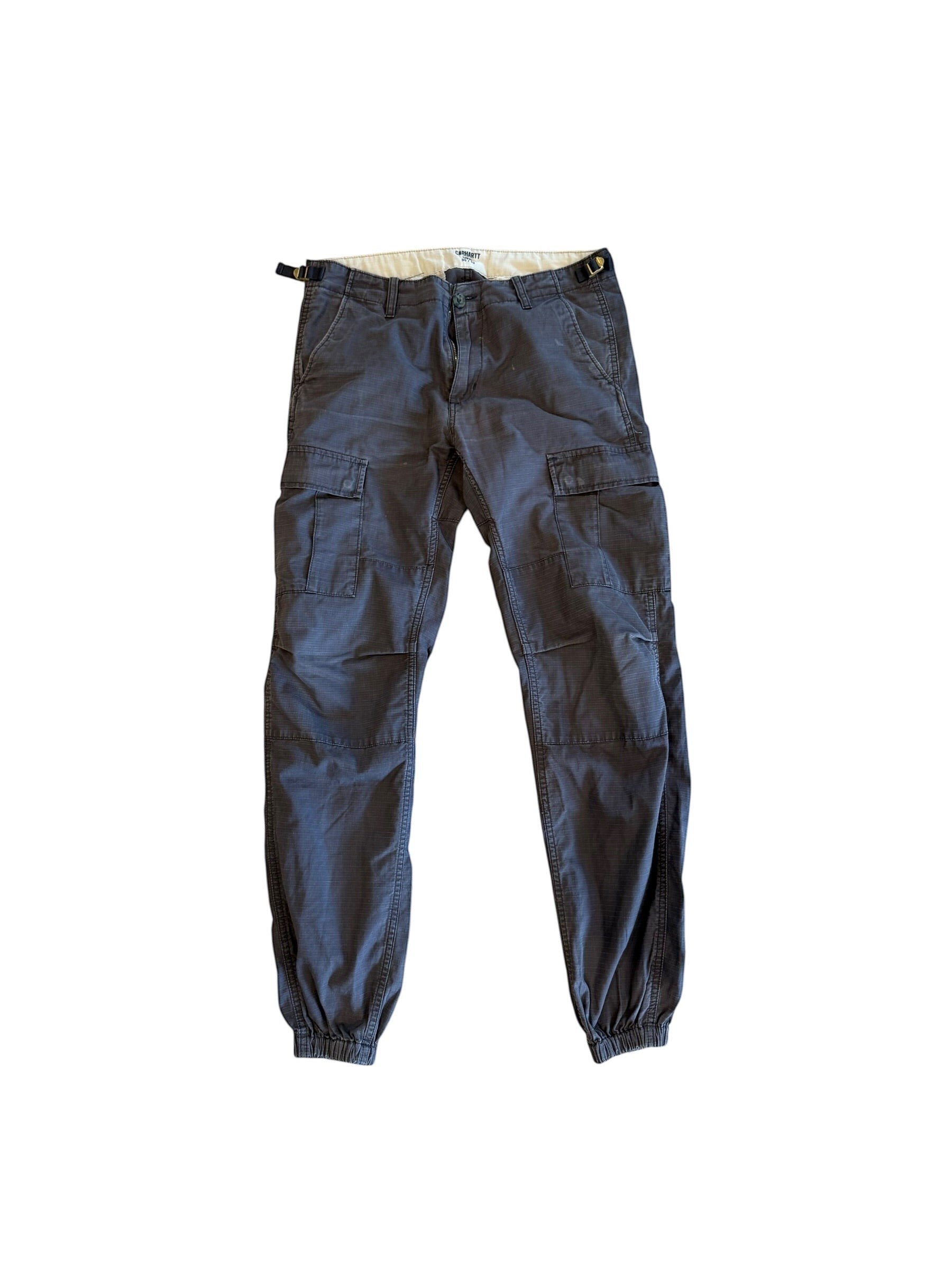 Archive No.9 grey Carhartt cargo pants, 30/32 waist, lightweight, breathable, multi-pocket design.