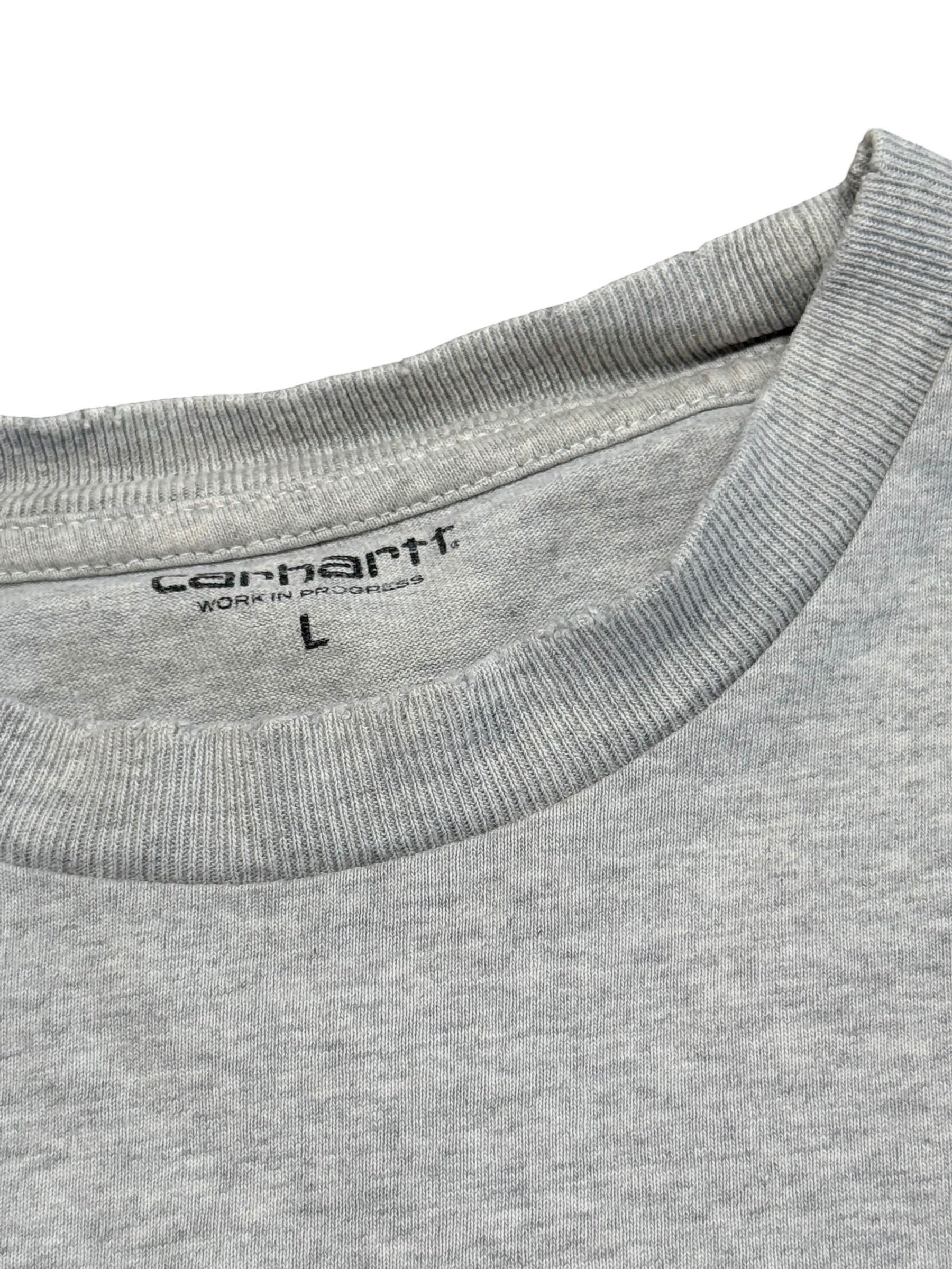 Archive No.9 grey 100% cotton Carhartt t-shirt with embroidered logo on chest and size L label.