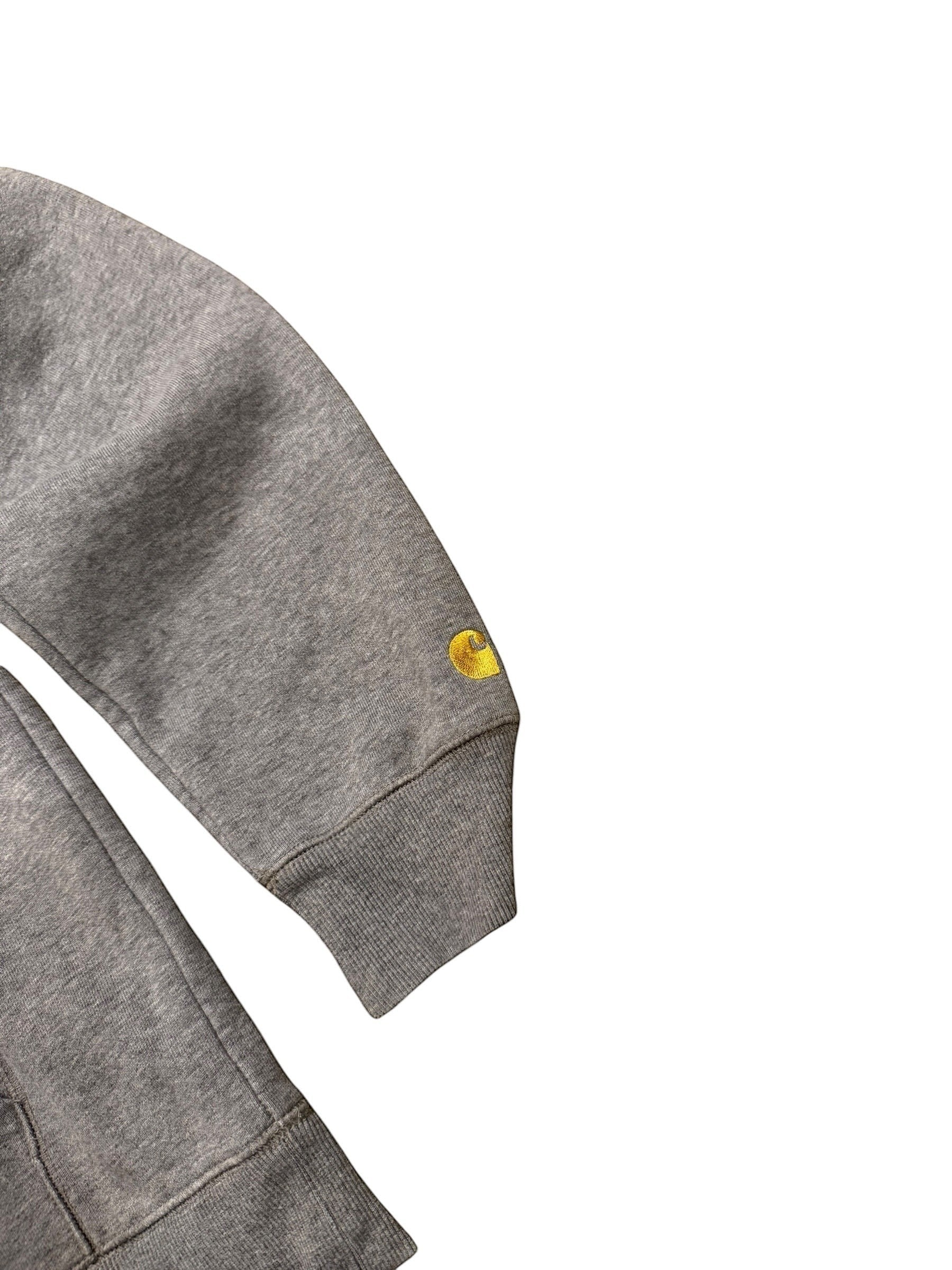 Archive No. 9 grey Carhartt hoodie, size Large, with fleeced interior and embroidered logo on sleeve.