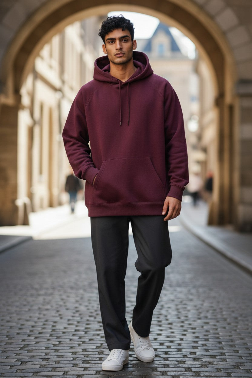 Archive No.9 Carhartt XL maroon hoodie with fleeced interior and front pocket. Durable cotton blend.