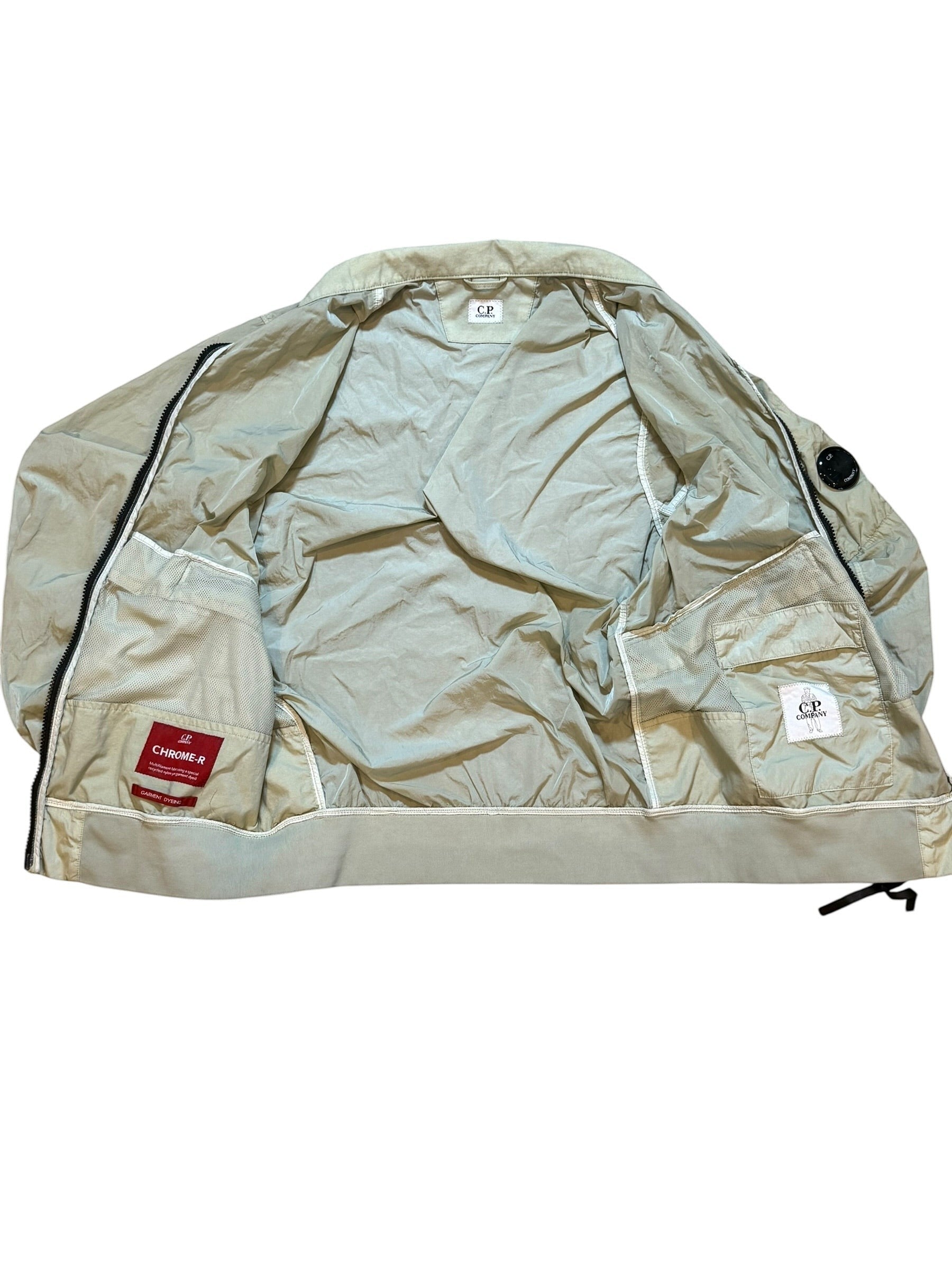 Archive No. 9 C.P. Company beige/cream Chrome-R bomber jacket, size Medium. Lightweight, wind-resistant, waterproof.