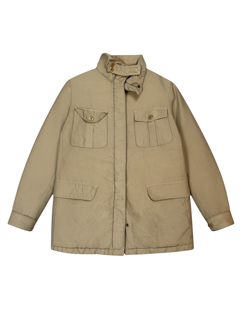 Archive No. 9 beige C.P. Company Donna 2002 jacket with quilted interior, windproof and waterproof features. Size XS.