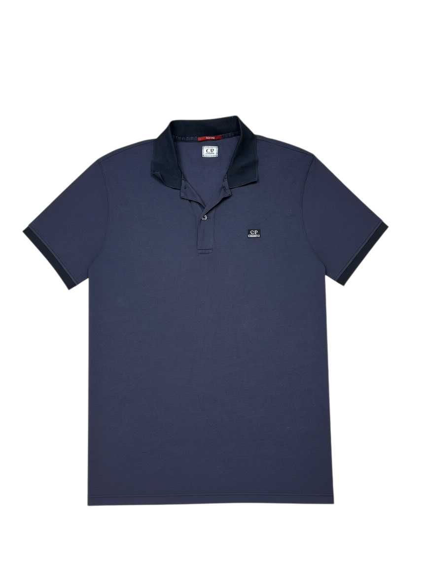 Archive No.9 C.P.Company black cotton polo shirt with short sleeves and designer logo detail