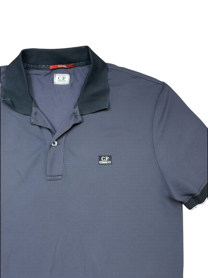 Archive No.9 C.P. Company black cotton polo shirt with collar and chest logo patch