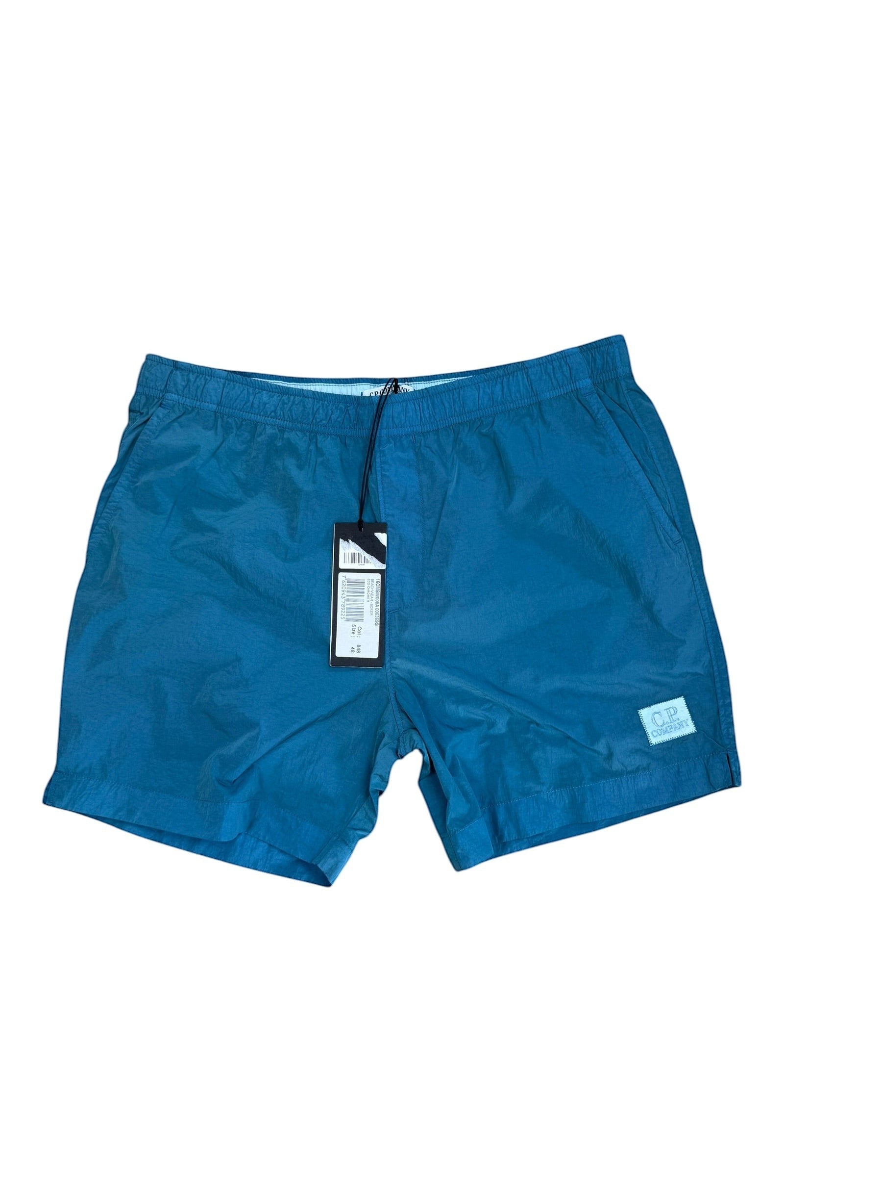 Archive No. 9 blue C.P. Company Chrome R shorts with mesh lining and waterproof protection.