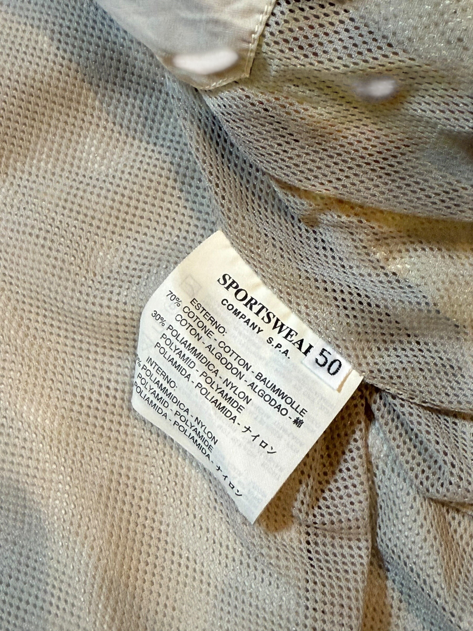 Archive No. 9 C.P. Company cream/beige bomber jacket, size Large, with dual lining and breathable mesh interior.