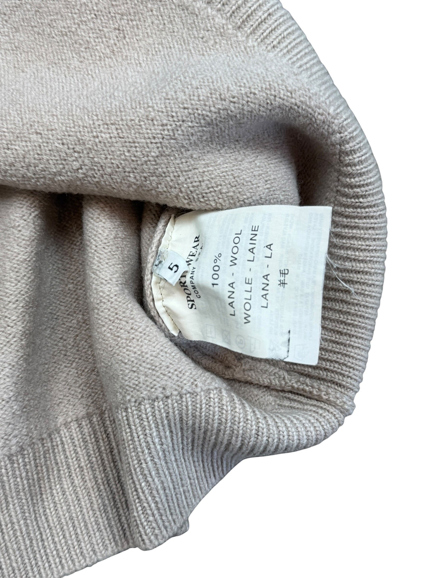 Archive No. 9 C.P. Company cream 100% Lana wool V neck knitted jumper, vintage Massimo Osti era.