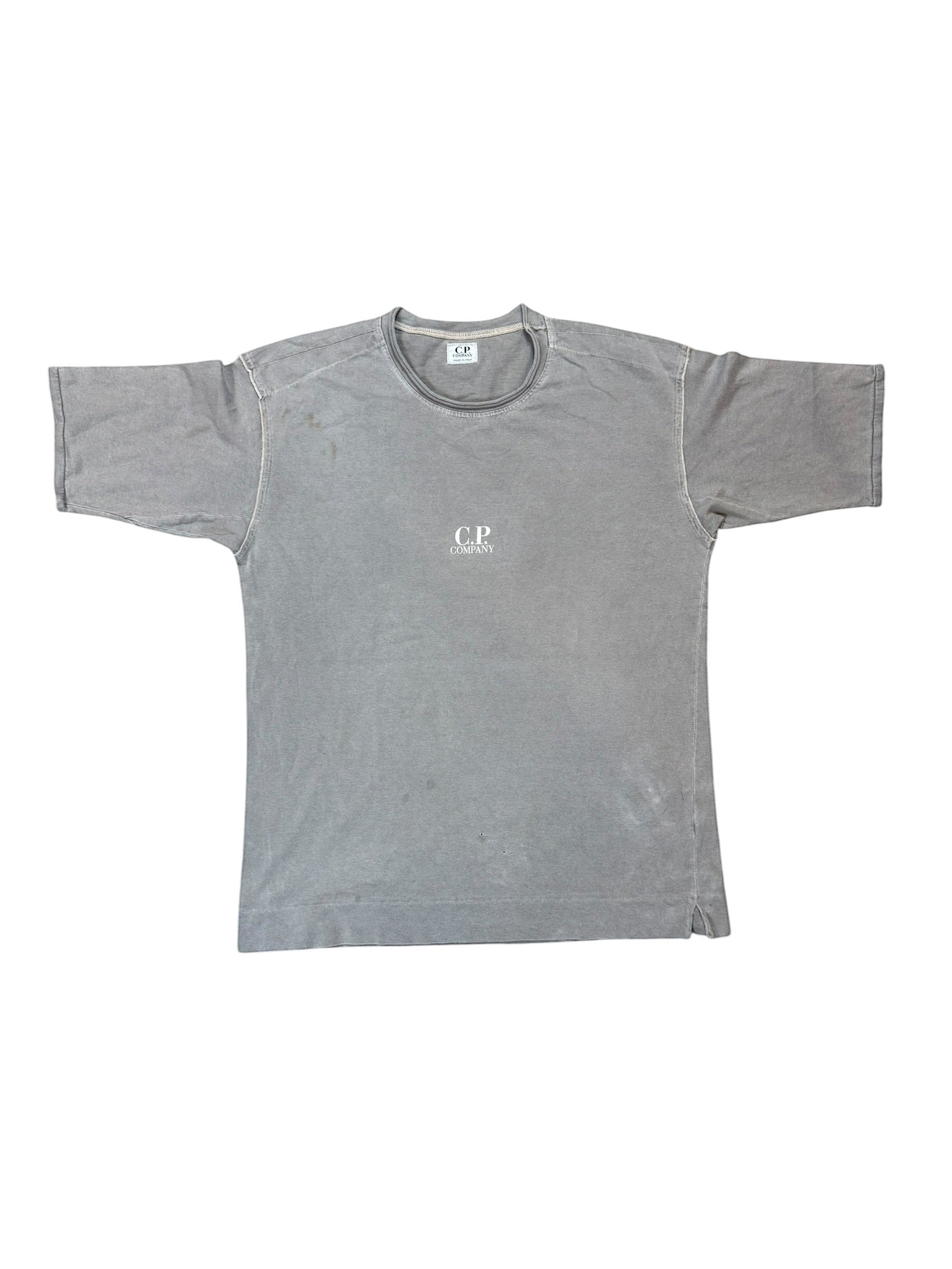 Archive No. 9 vintage grey 100% cotton C.P. Company T-Shirt, size M, with small marks and holes.