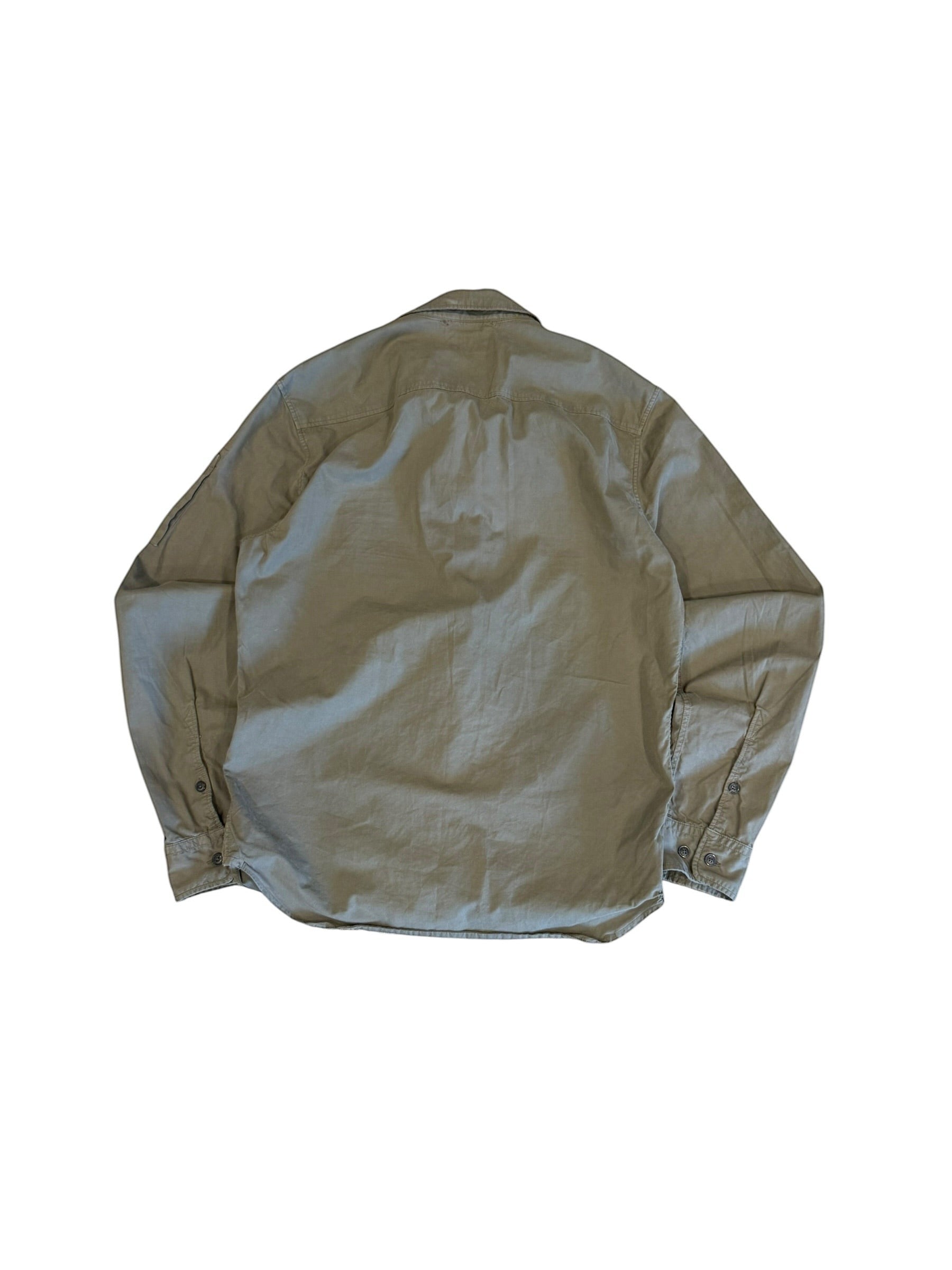 Archive No. 9 C.P. Company khaki lightweight zip-up overshirt with iconic arm lens, size Medium.
