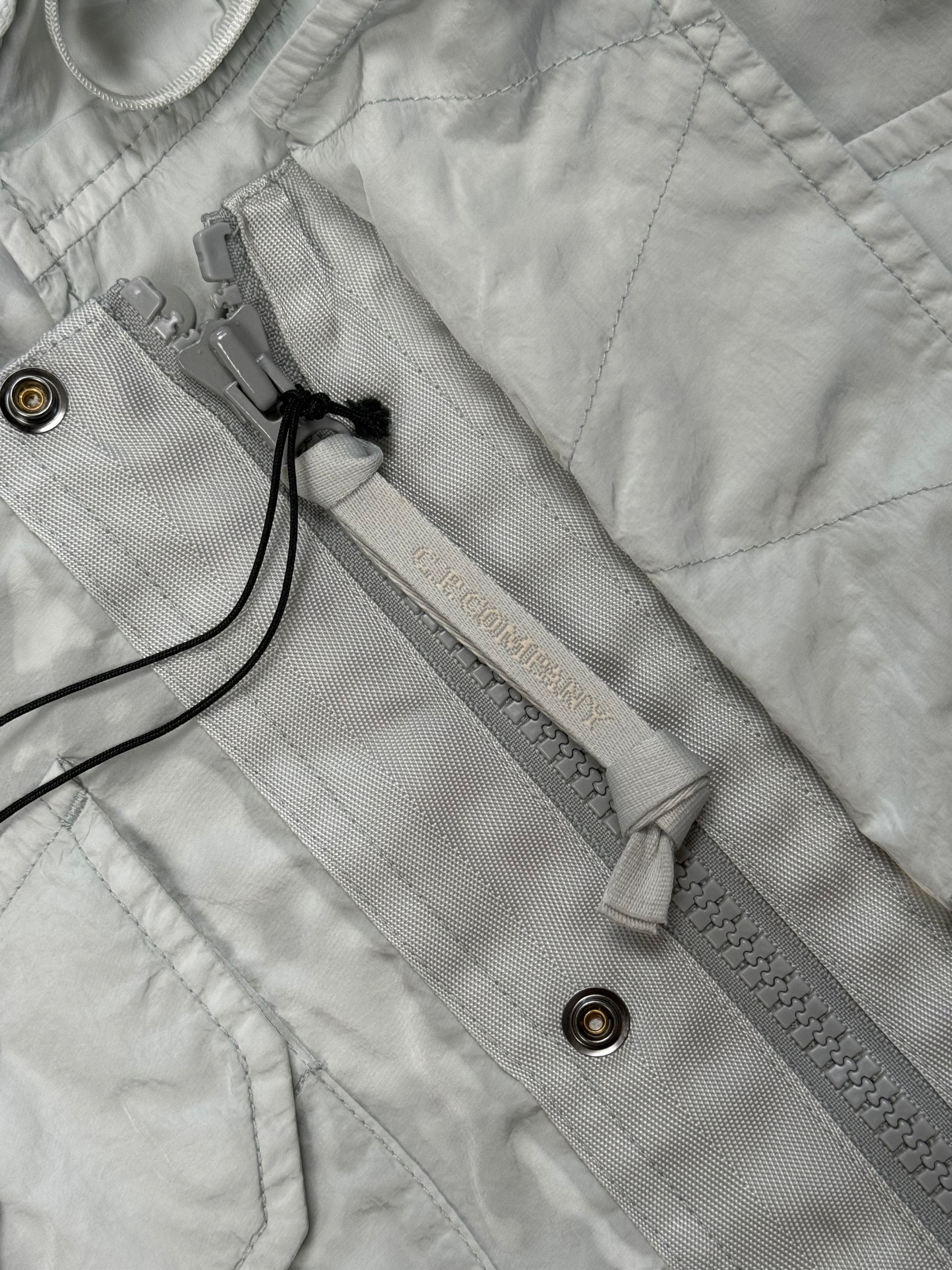 Archive No. 9 C.P. Company light blue Chrome R Utlity Windbreaker jacket with zip closure and branded tag.