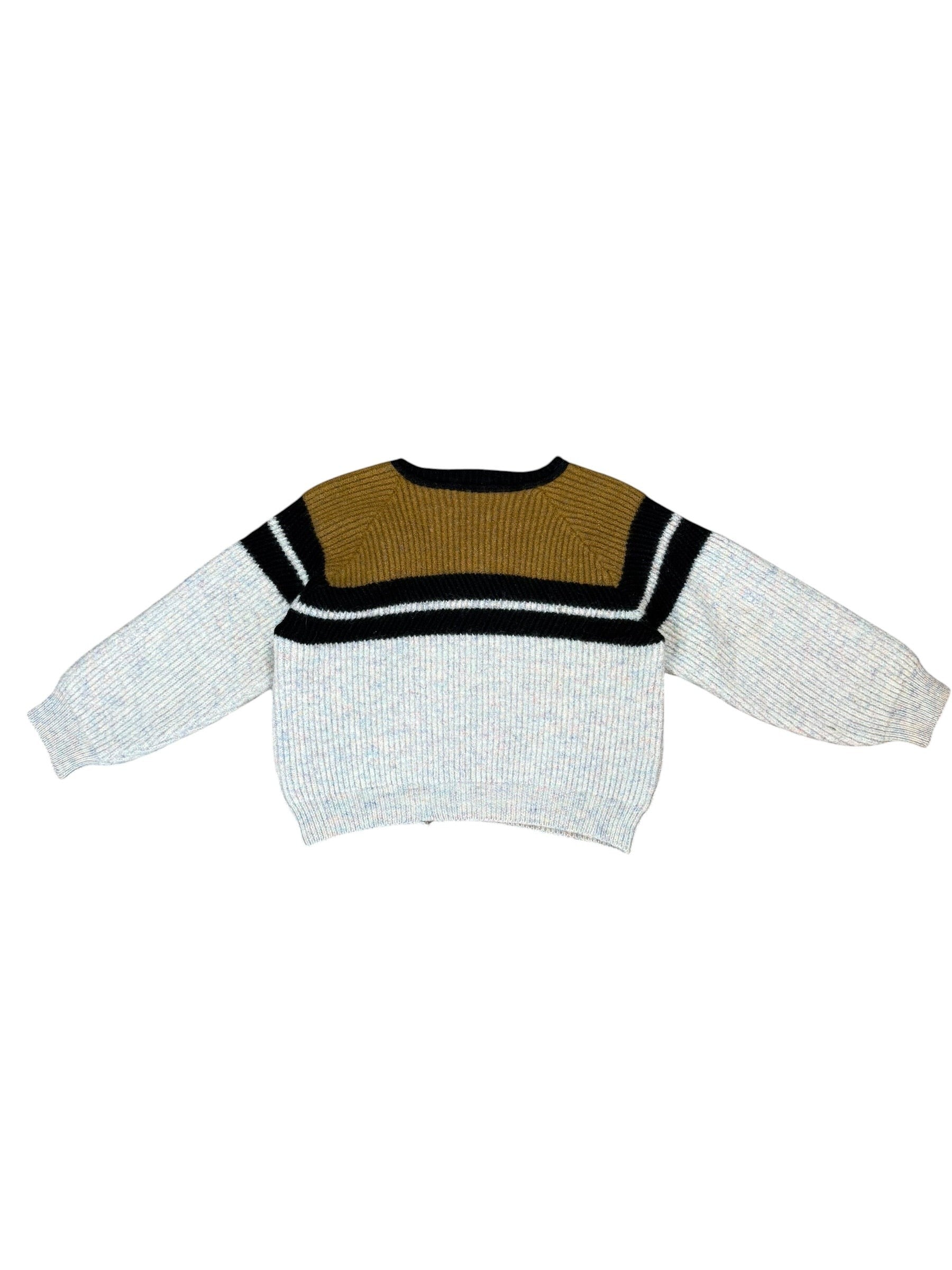 Archive No. 9 vintage C.P. Company knit jumper in beige, tan, and brown with black and white stripes. Size XS.